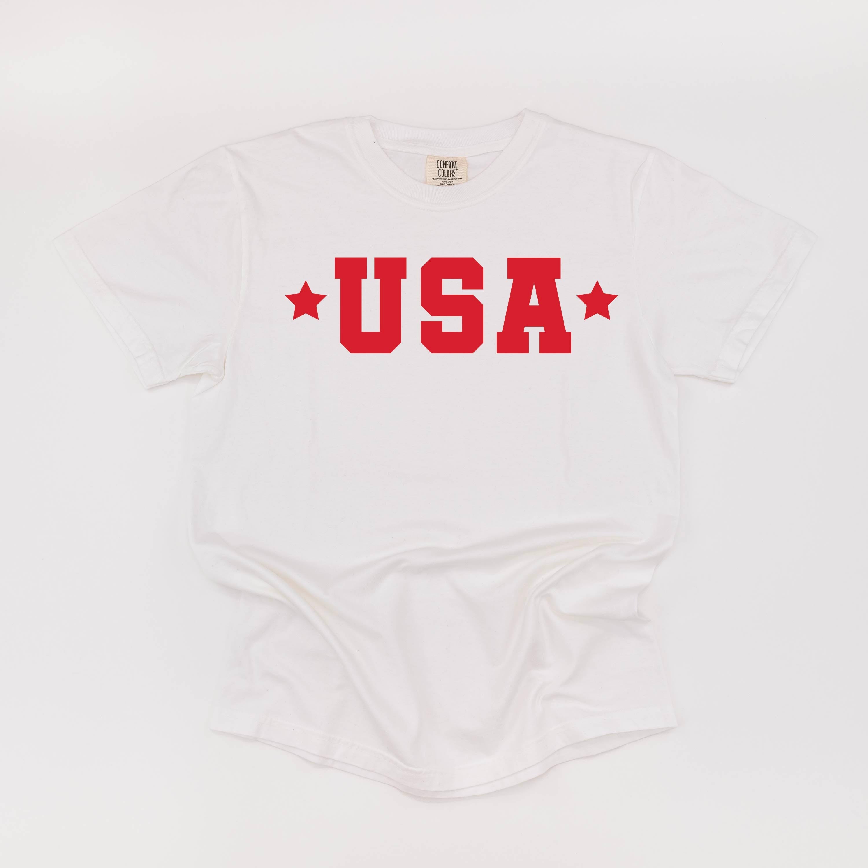 USA (Block Font - Two Stars) - Comfort Colors Tee Little Mama Shirt Shop