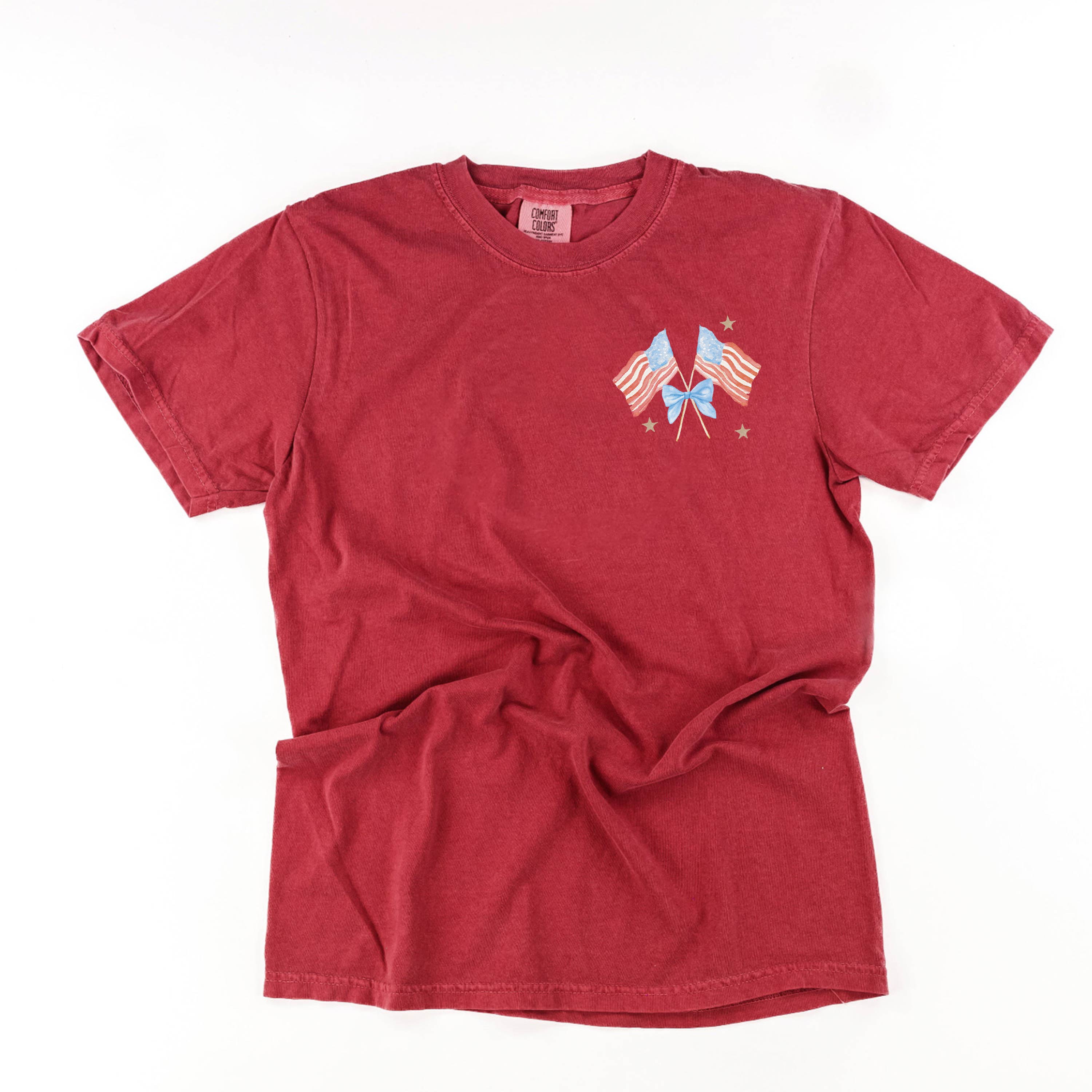 Watercolor Flags (pocket) - Comfort Colors Tee Little Mama Shirt Shop