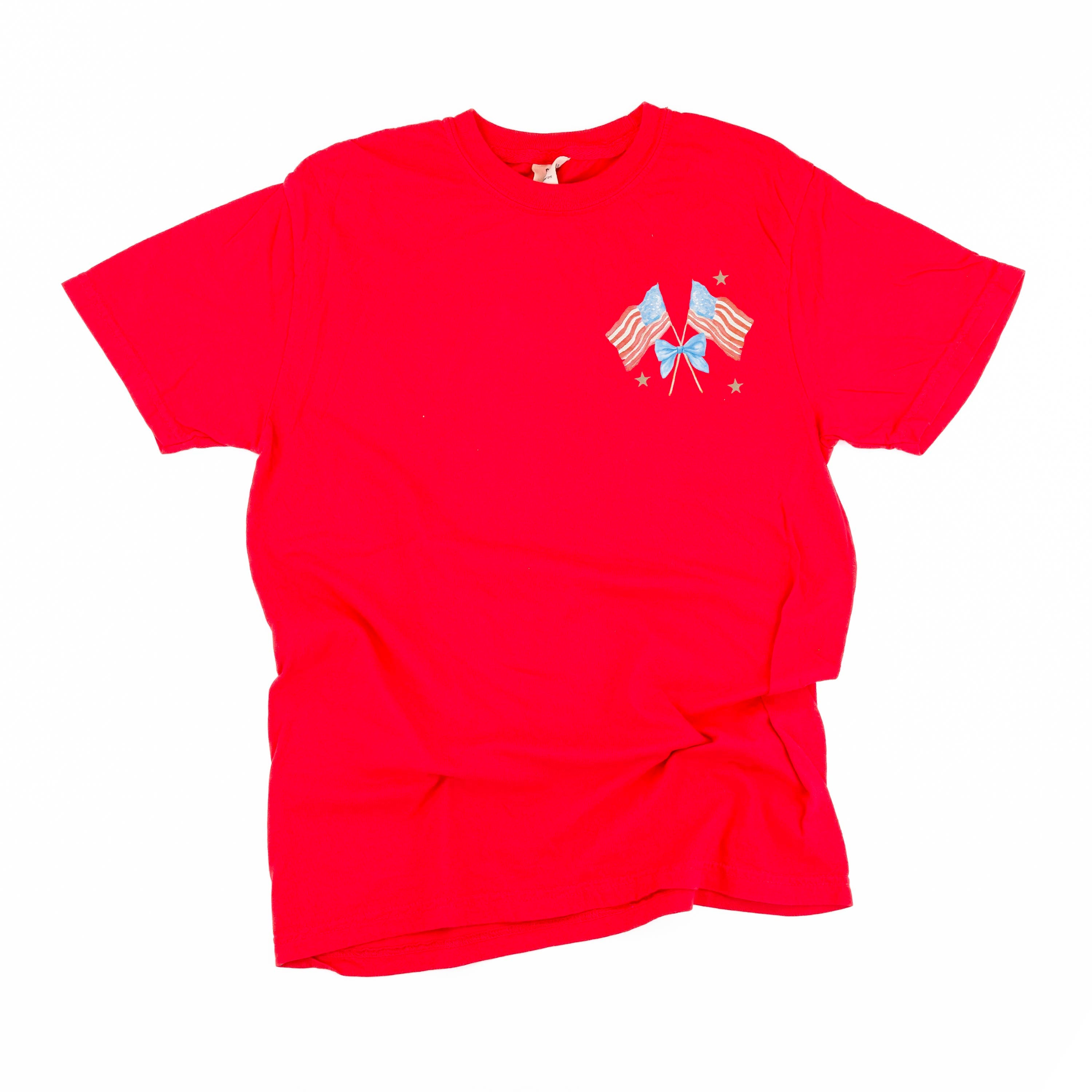 Watercolor Flags (pocket) - Comfort Colors Tee Little Mama Shirt Shop