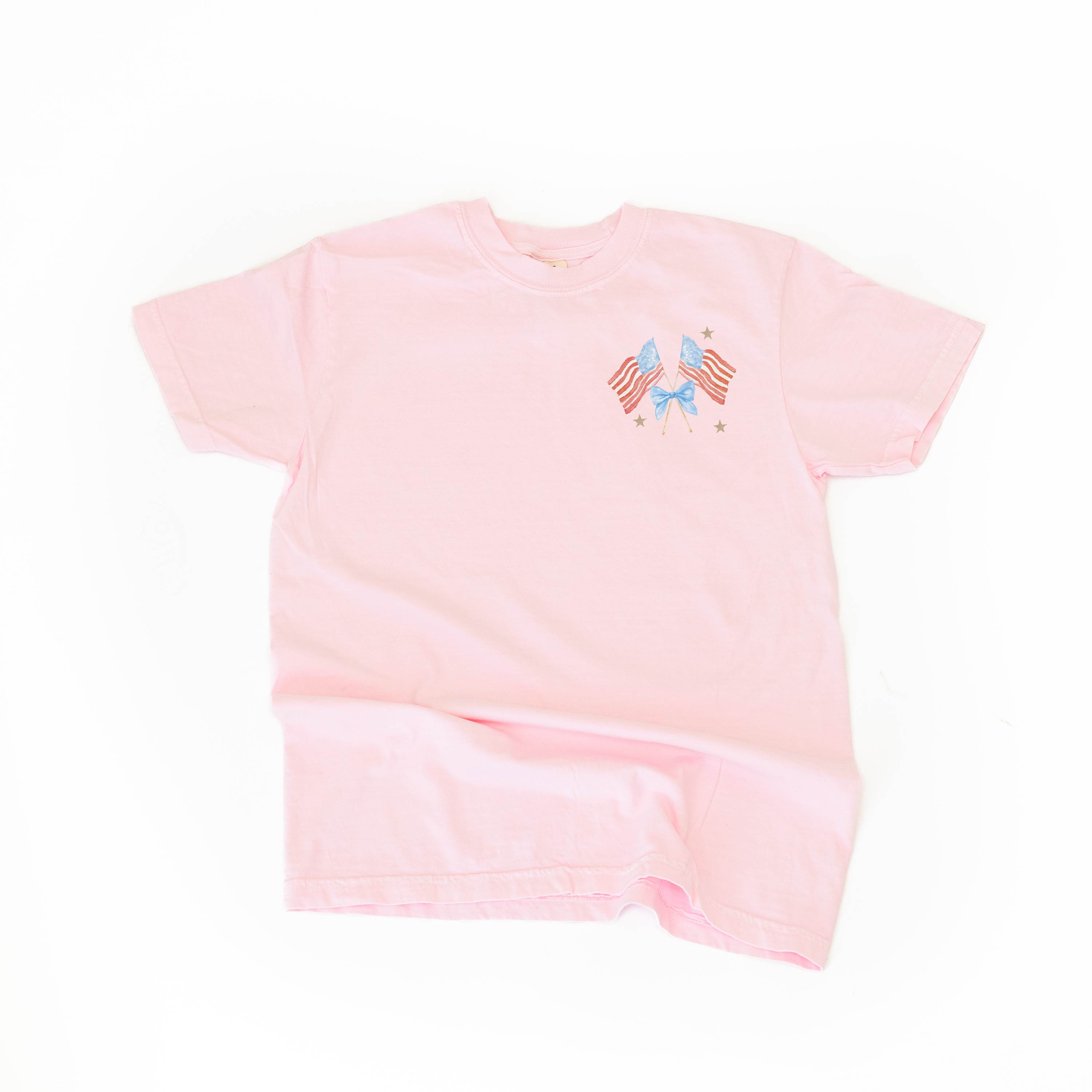 Watercolor Flags (pocket) - Comfort Colors Tee Little Mama Shirt Shop