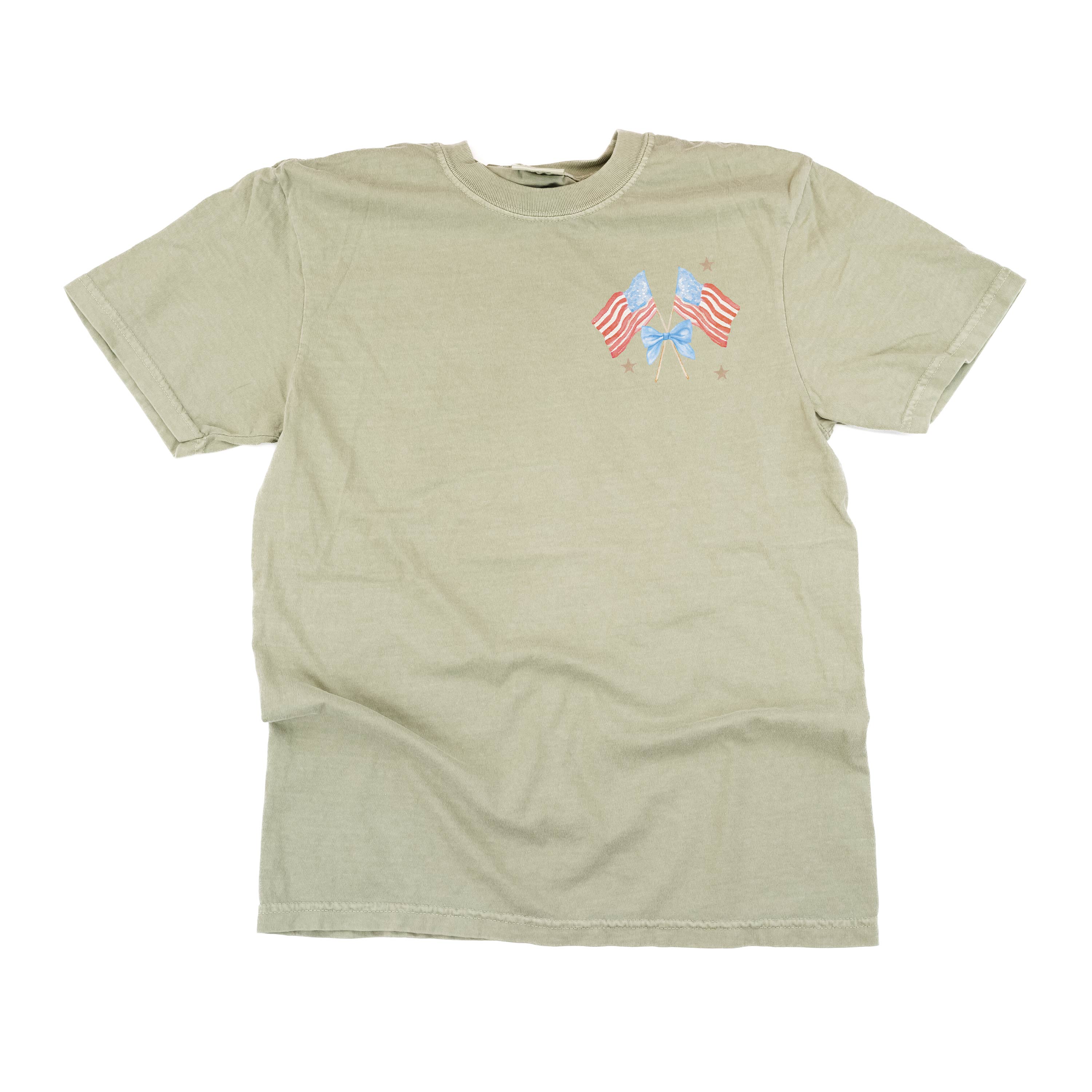 Watercolor Flags (pocket) - Comfort Colors Tee Little Mama Shirt Shop