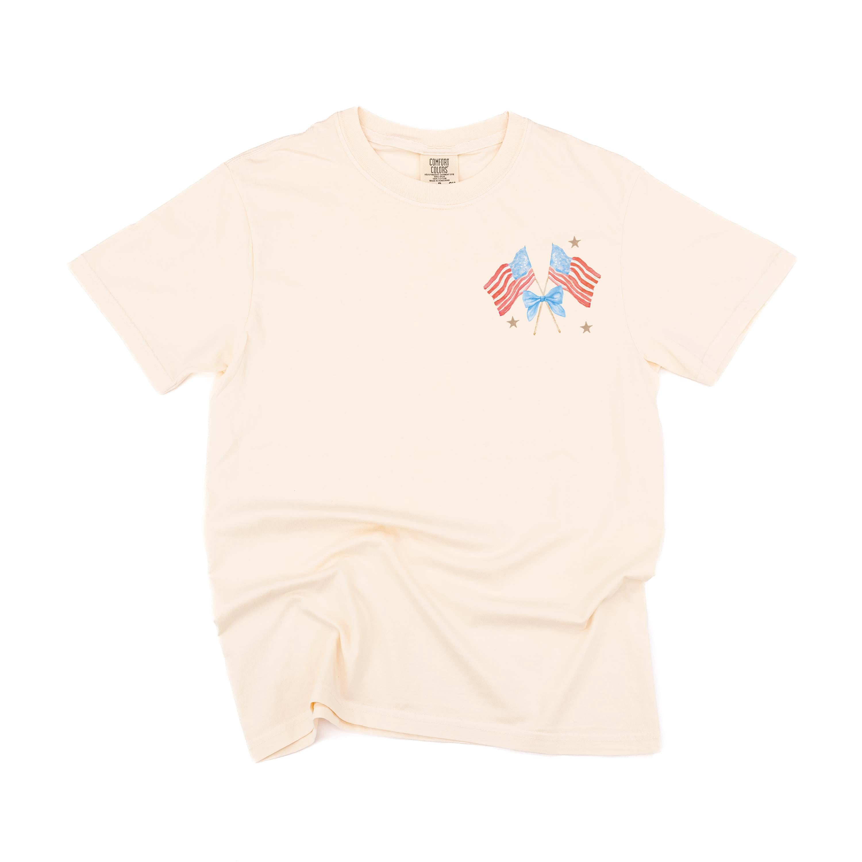 Watercolor Flags (pocket) - Comfort Colors Tee Little Mama Shirt Shop