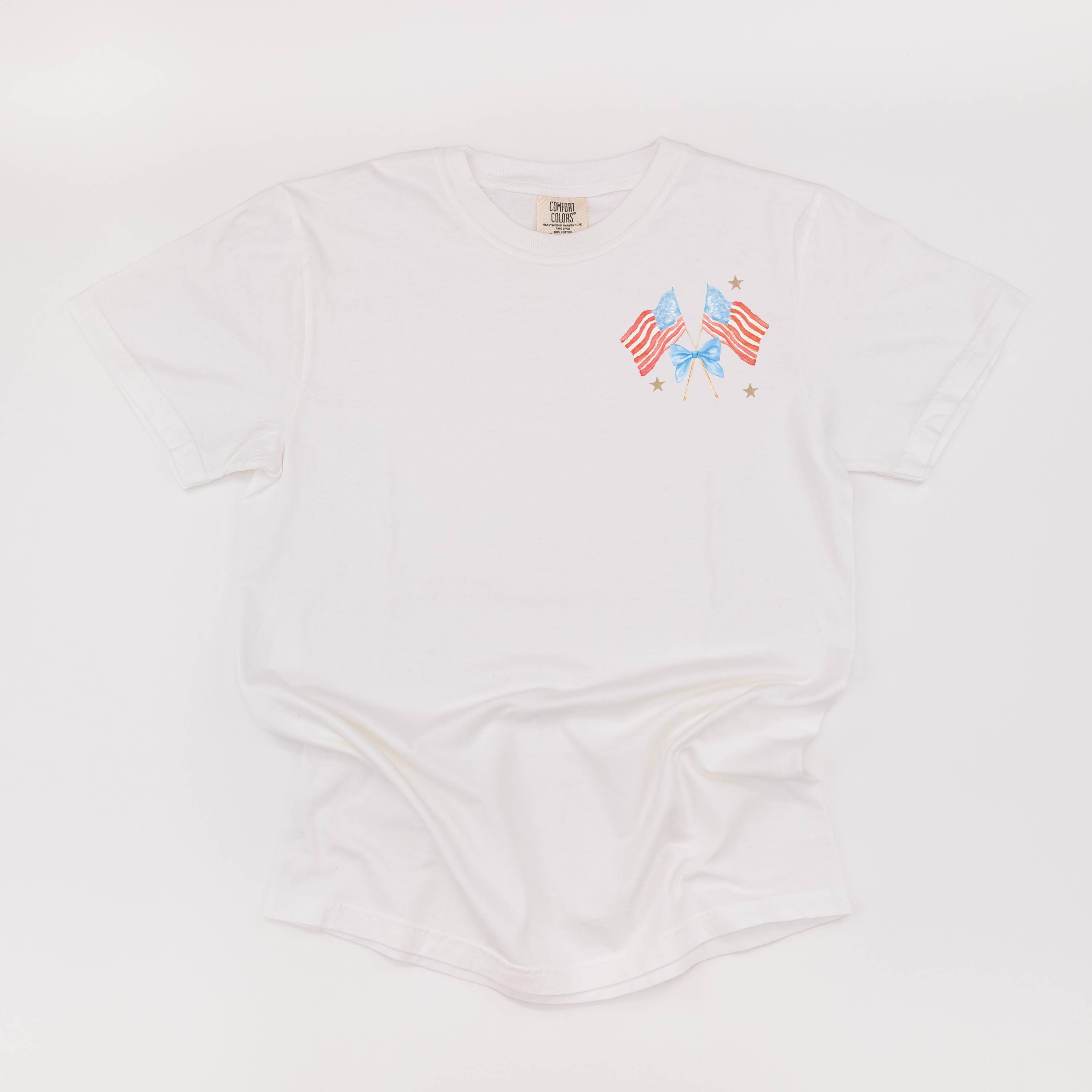 Watercolor Flags (pocket) - Comfort Colors Tee Little Mama Shirt Shop