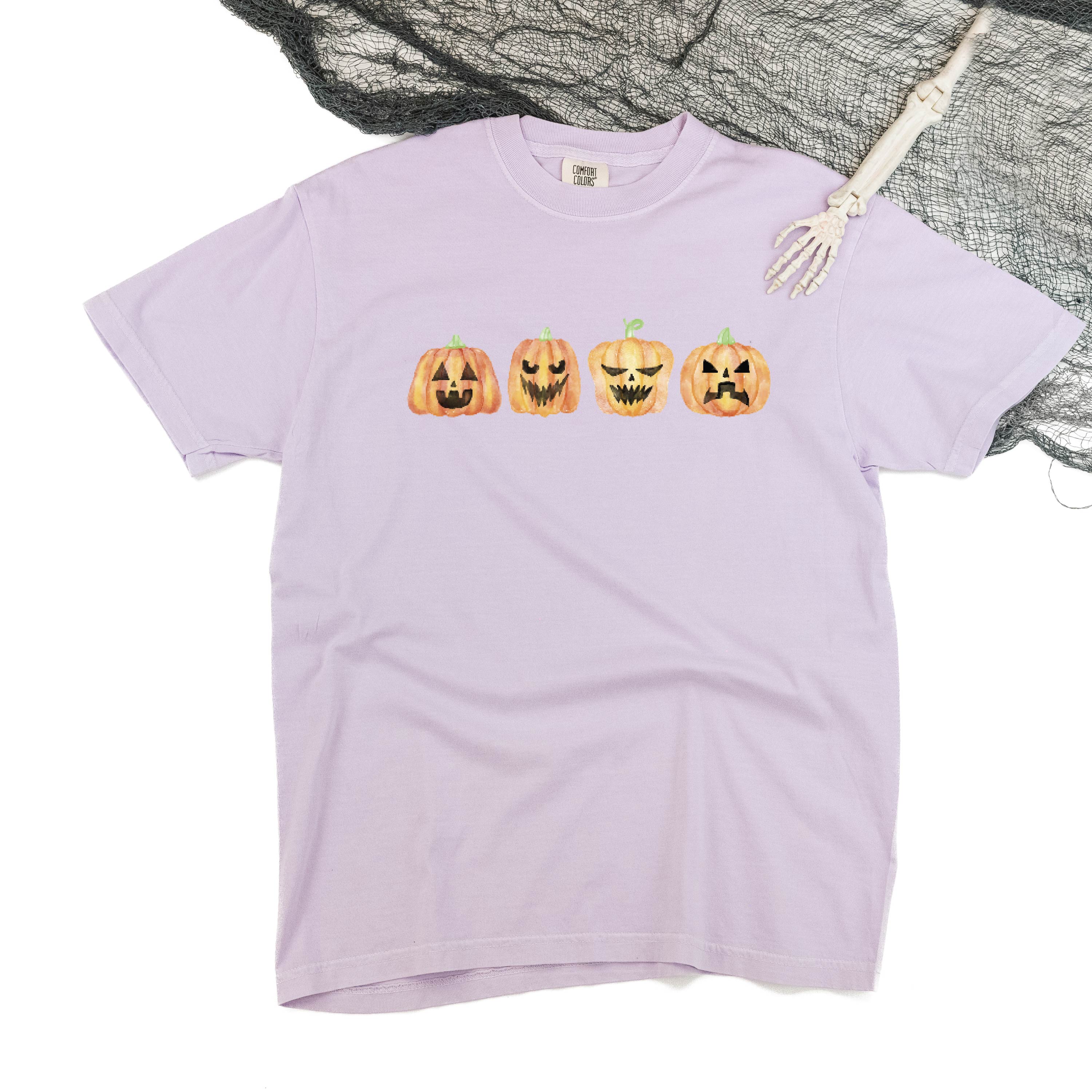 Watercolor Jack-o'-lanterns - Short Sleeve Comfort Colors Tee Little Mama Shirt Shop