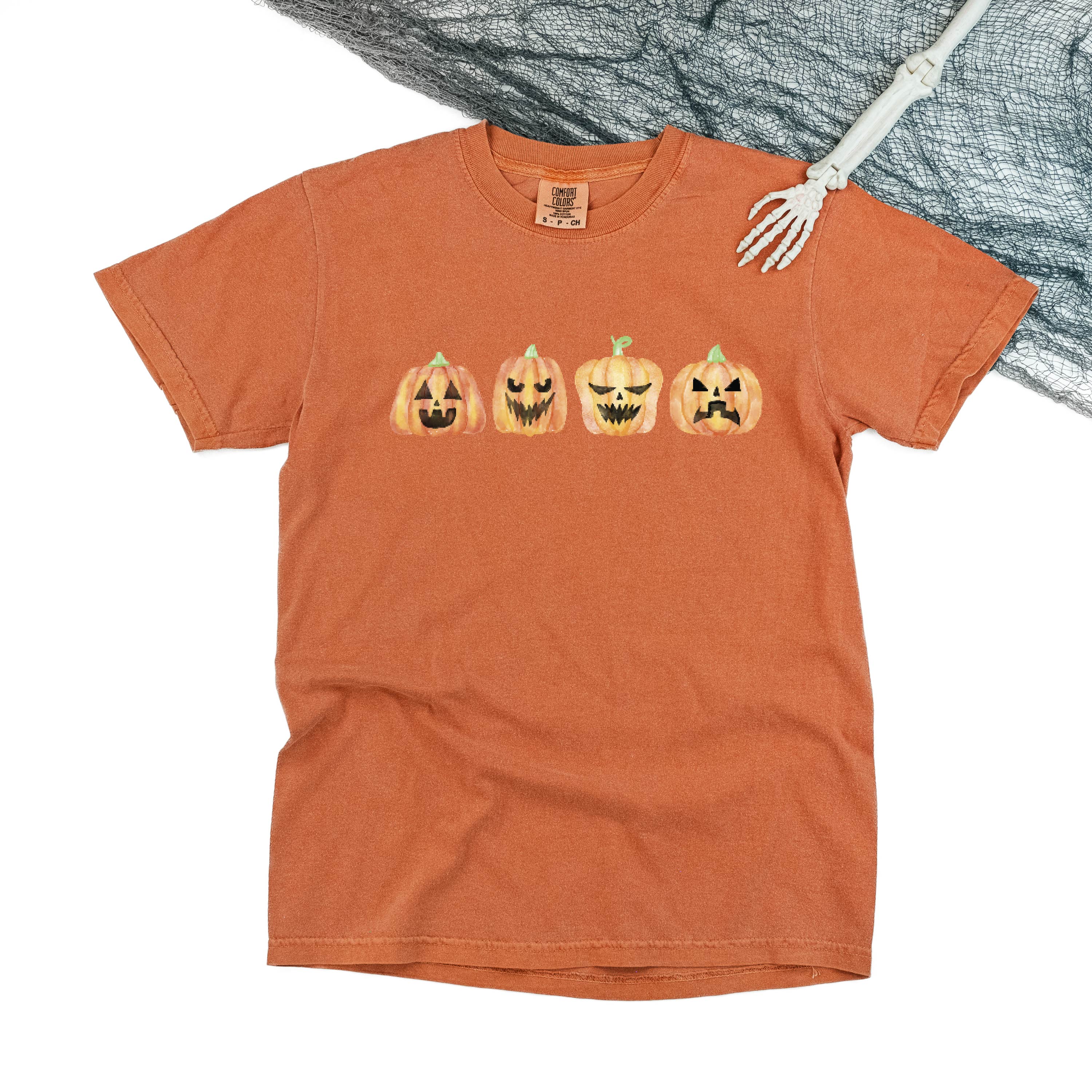 Watercolor Jack-o'-lanterns - Short Sleeve Comfort Colors Tee Little Mama Shirt Shop