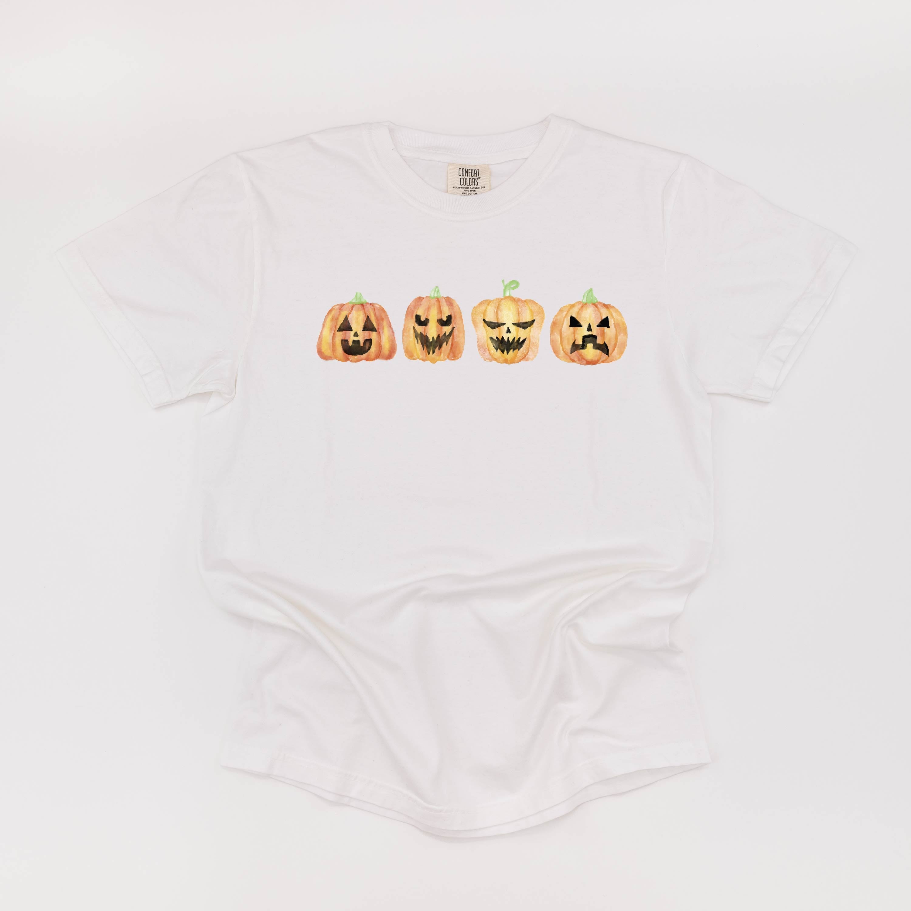 Watercolor Jack-o'-lanterns - Short Sleeve Comfort Colors Tee Little Mama Shirt Shop
