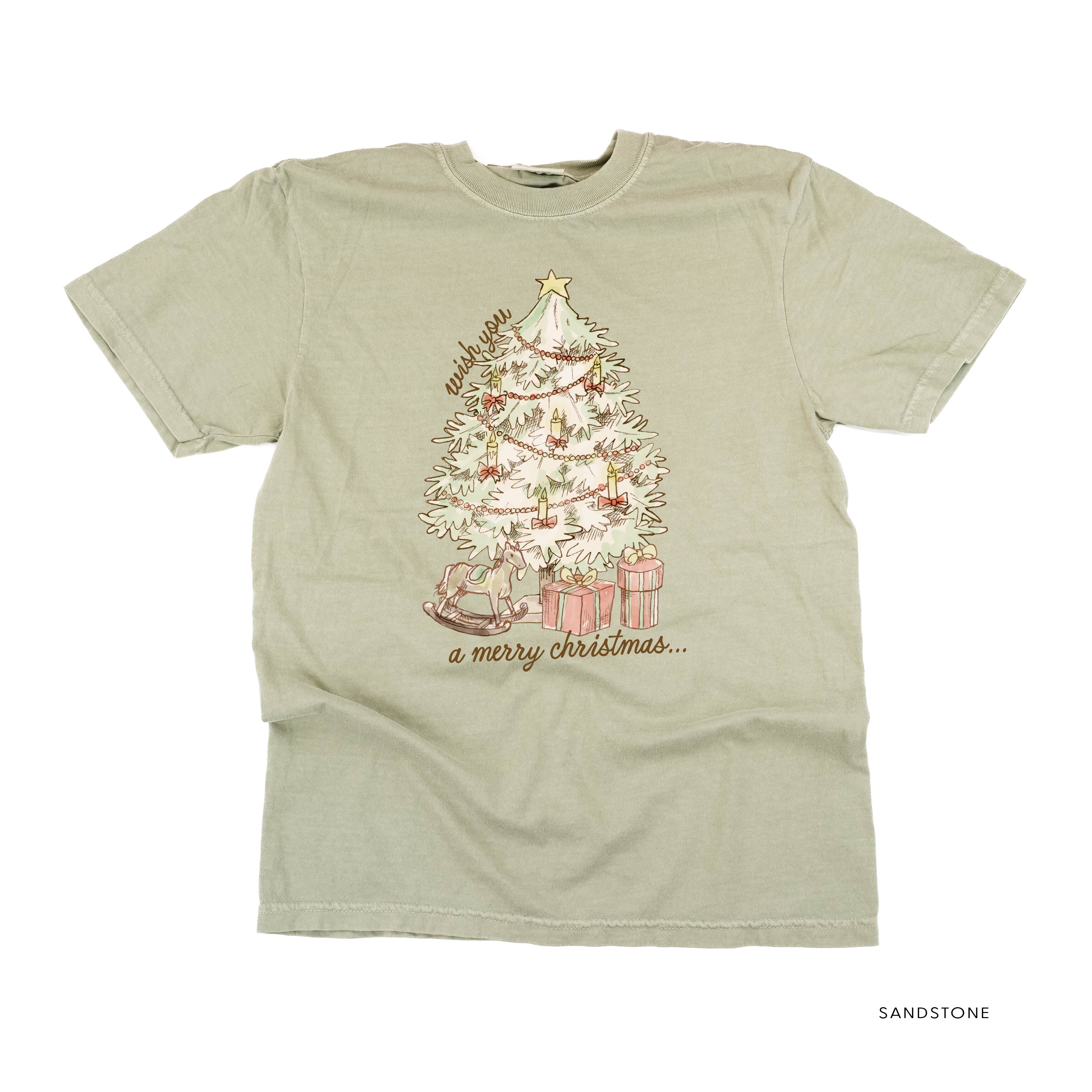Wish You A Merry Christmas - Comfort Colors Tee Little Mama Shirt Shop
