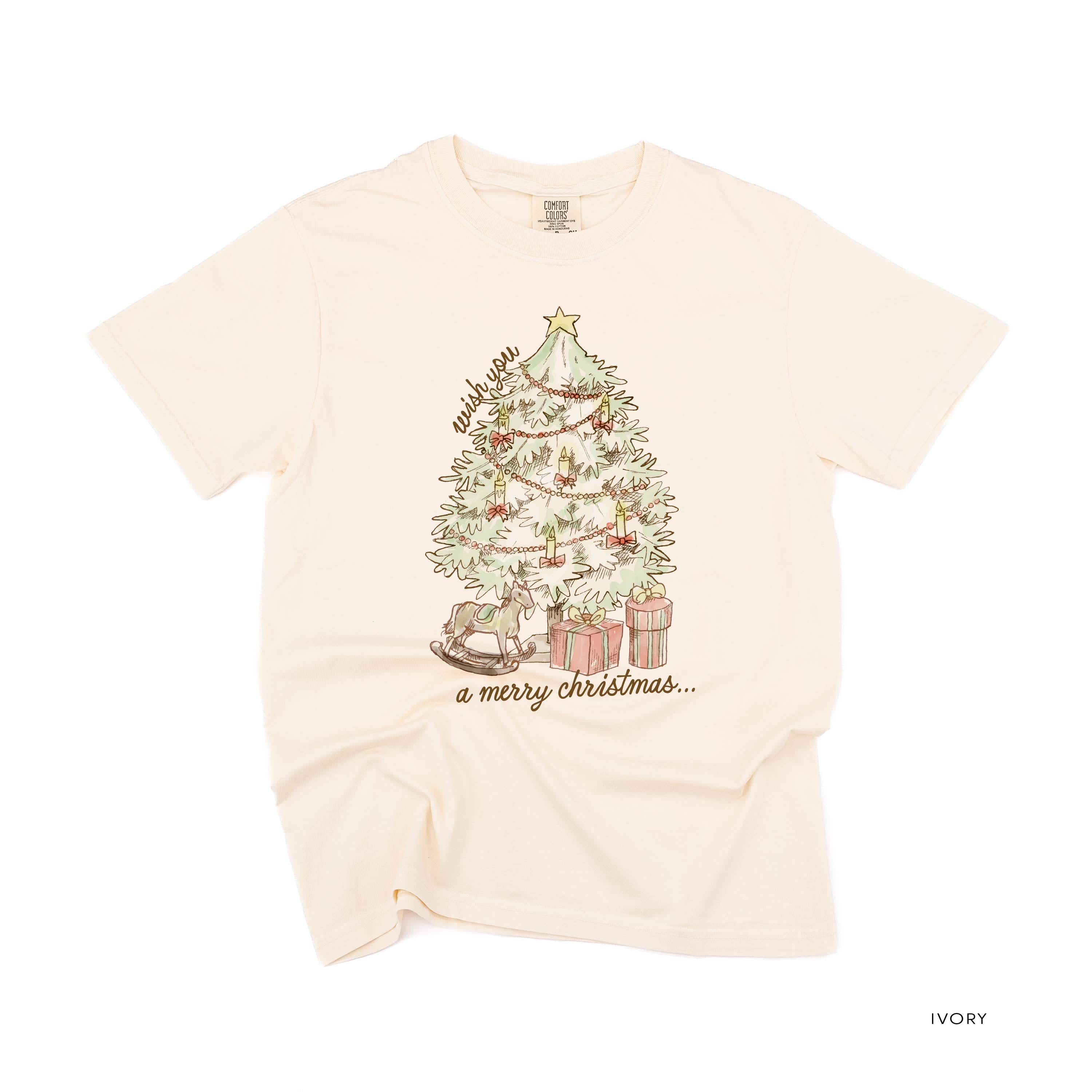 Wish You A Merry Christmas - Comfort Colors Tee Little Mama Shirt Shop