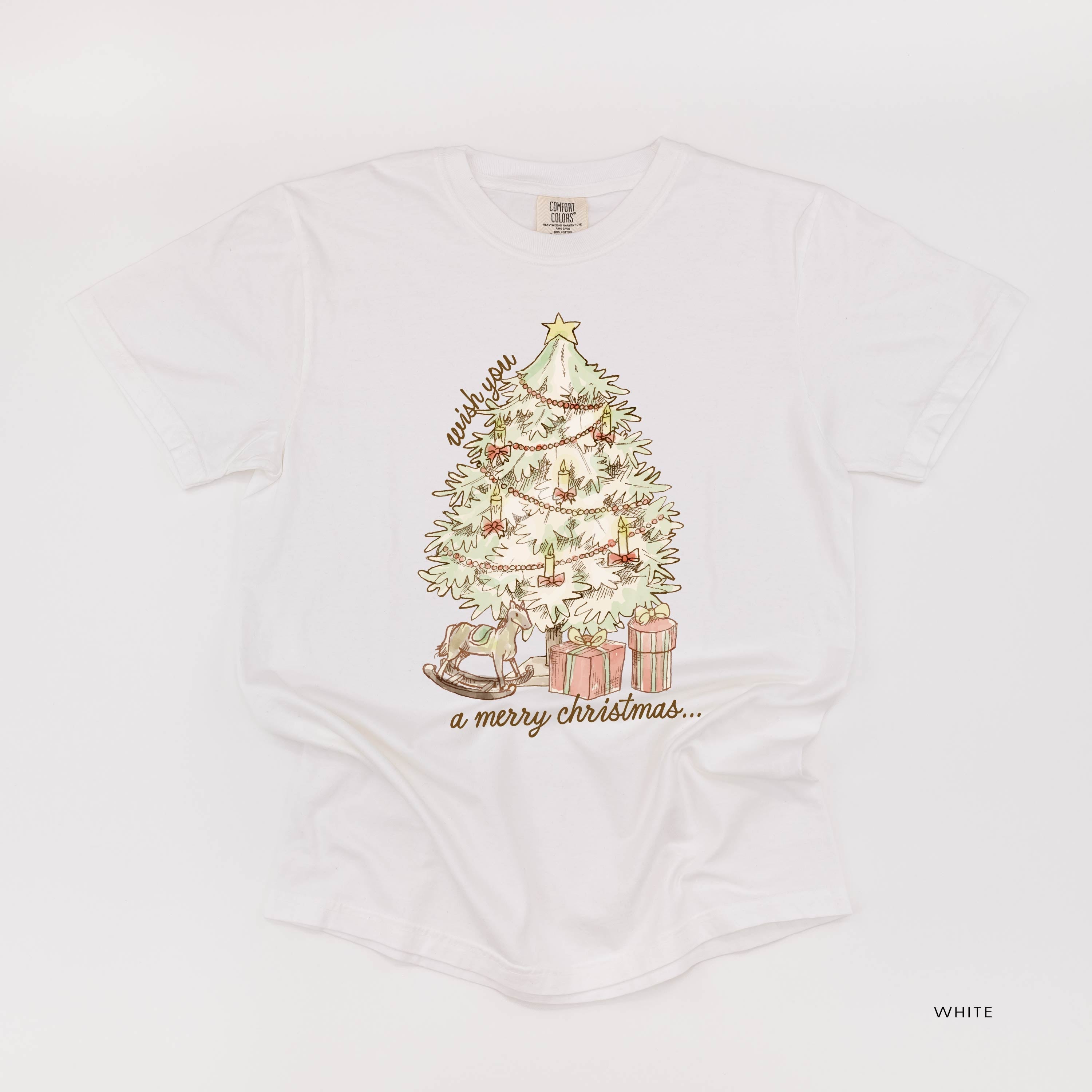 Wish You A Merry Christmas - Comfort Colors Tee Little Mama Shirt Shop