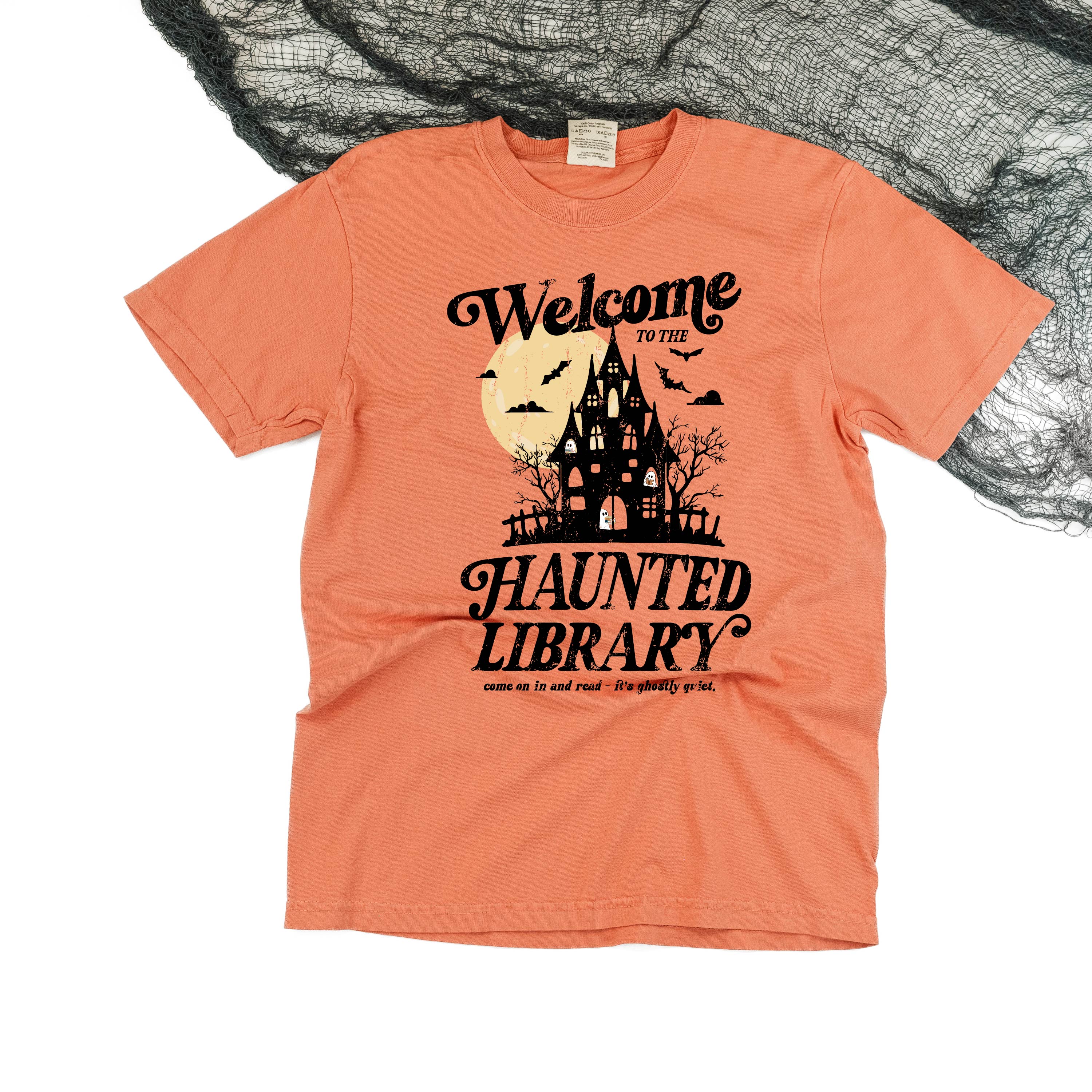 Haunted Library - Short Sleeve Comfort Colors Tee Little Mama Shirt Shop