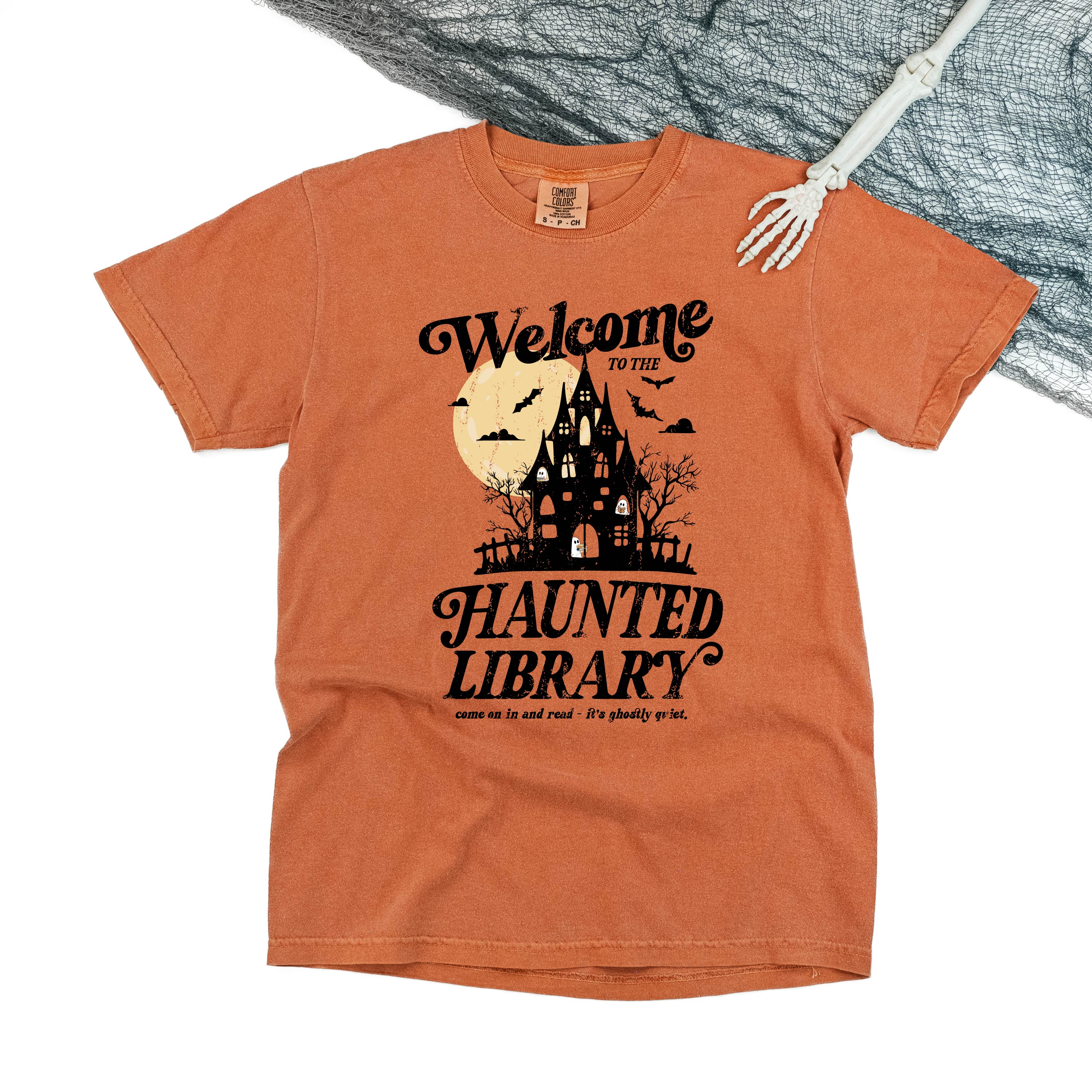 Haunted Library - Short Sleeve Comfort Colors Tee Little Mama Shirt Shop