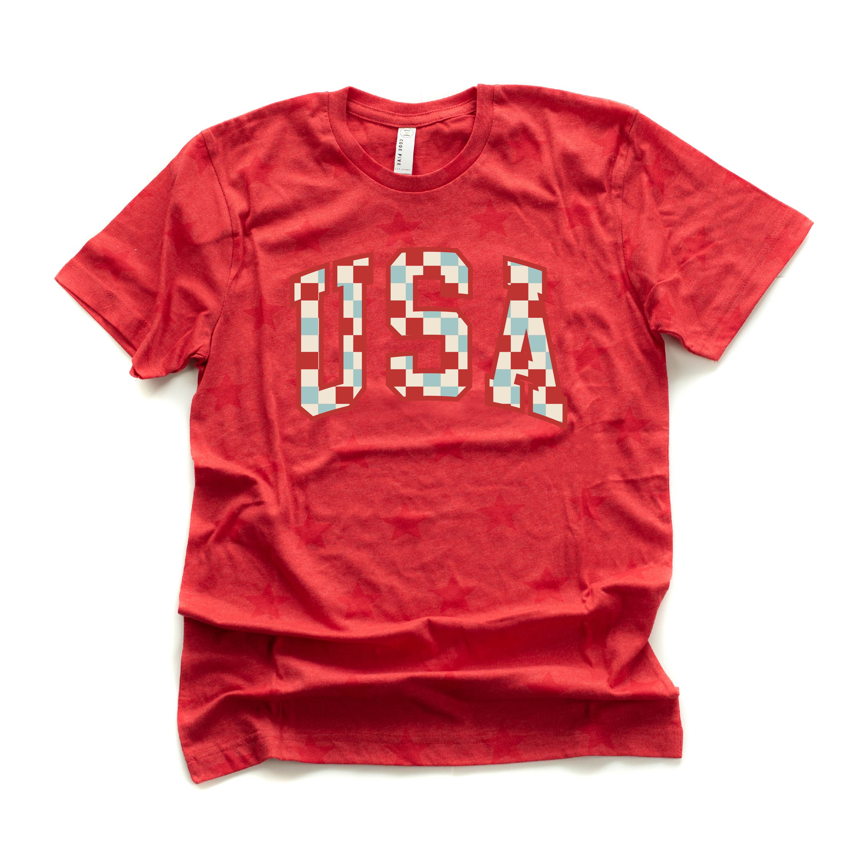 Checkered USA - Unisex STAR Tee Little Mama Shirt Shop