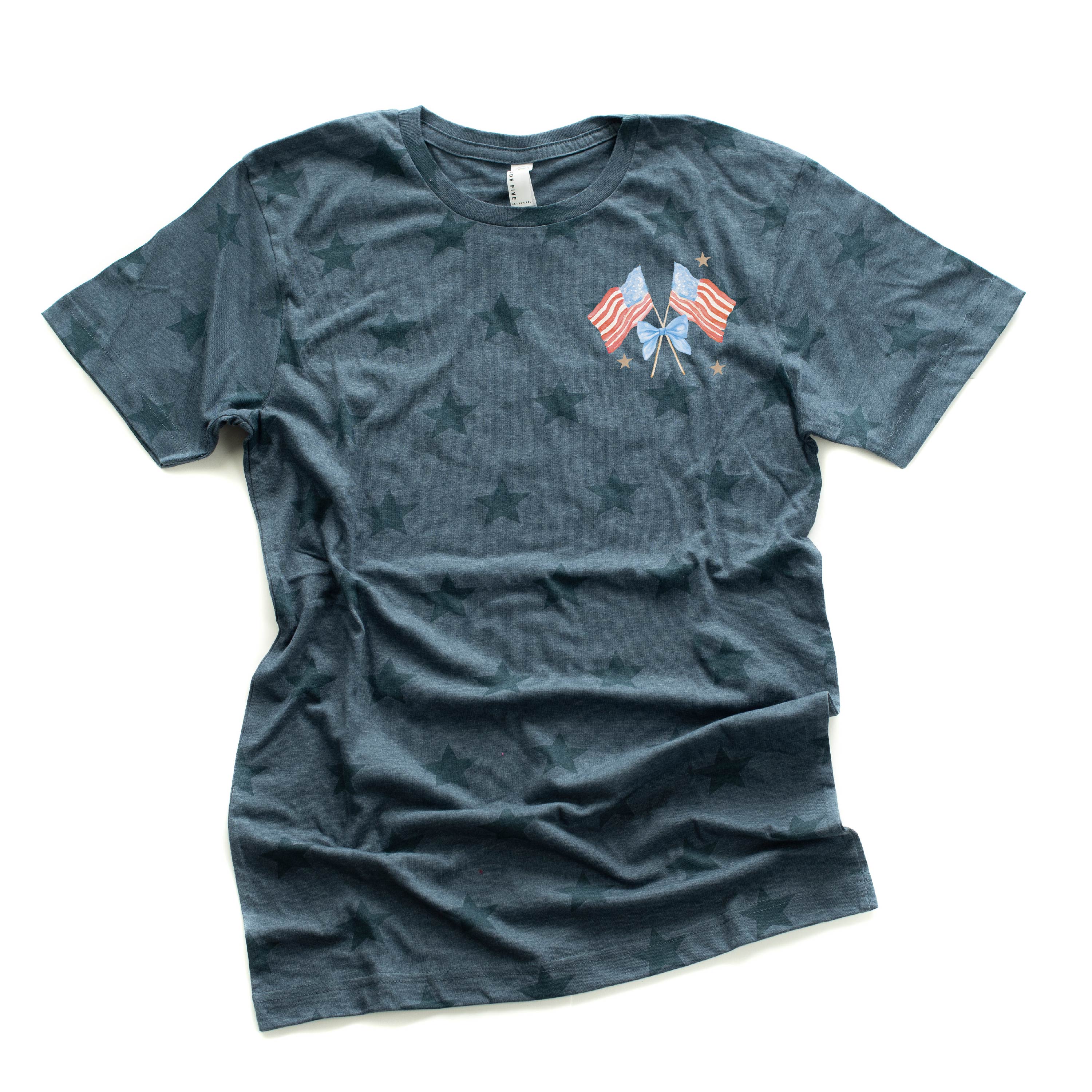 Watercolor Flags (pocket) - Unisex STAR Tee Little Mama Shirt Shop