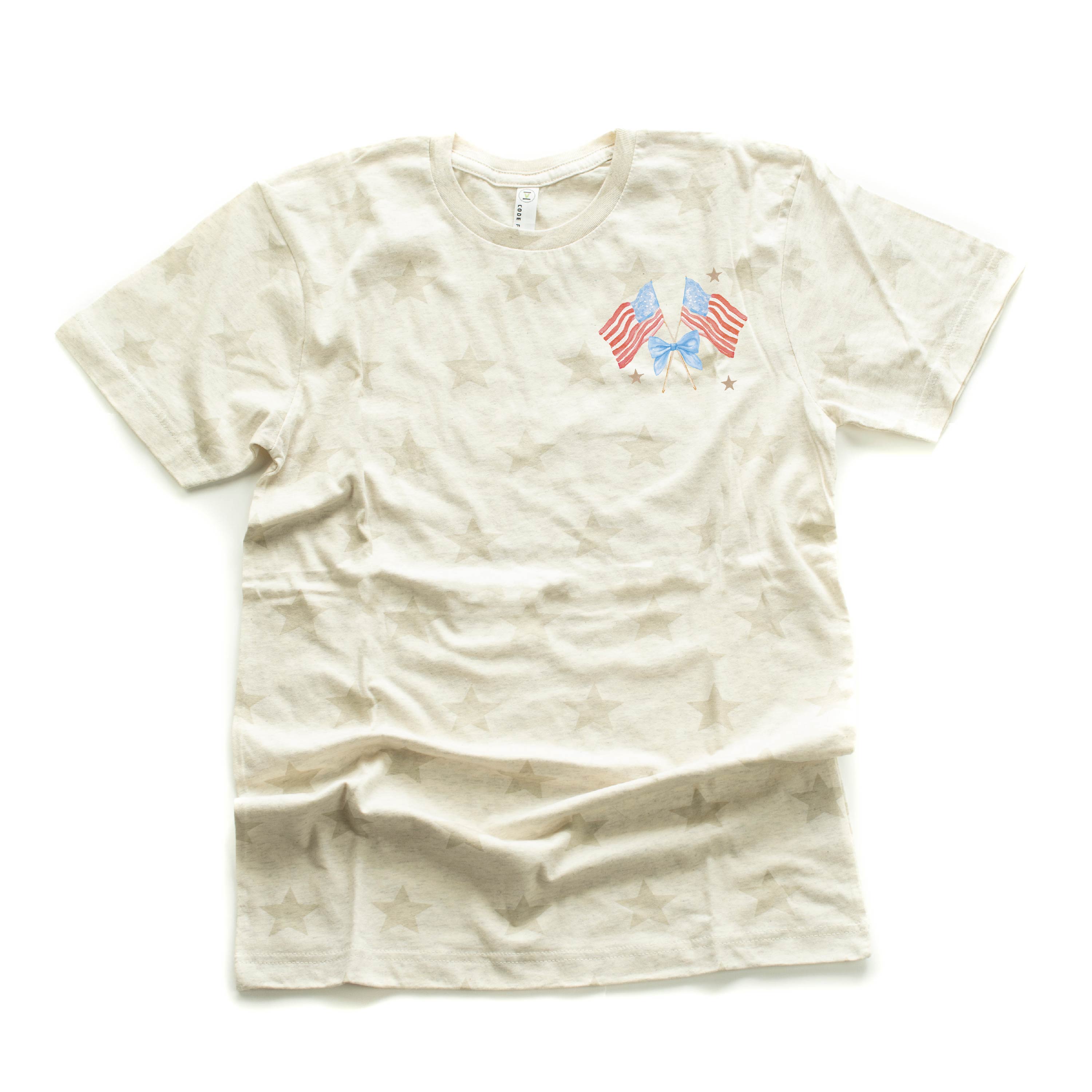 Watercolor Flags (pocket) - Unisex STAR Tee Little Mama Shirt Shop