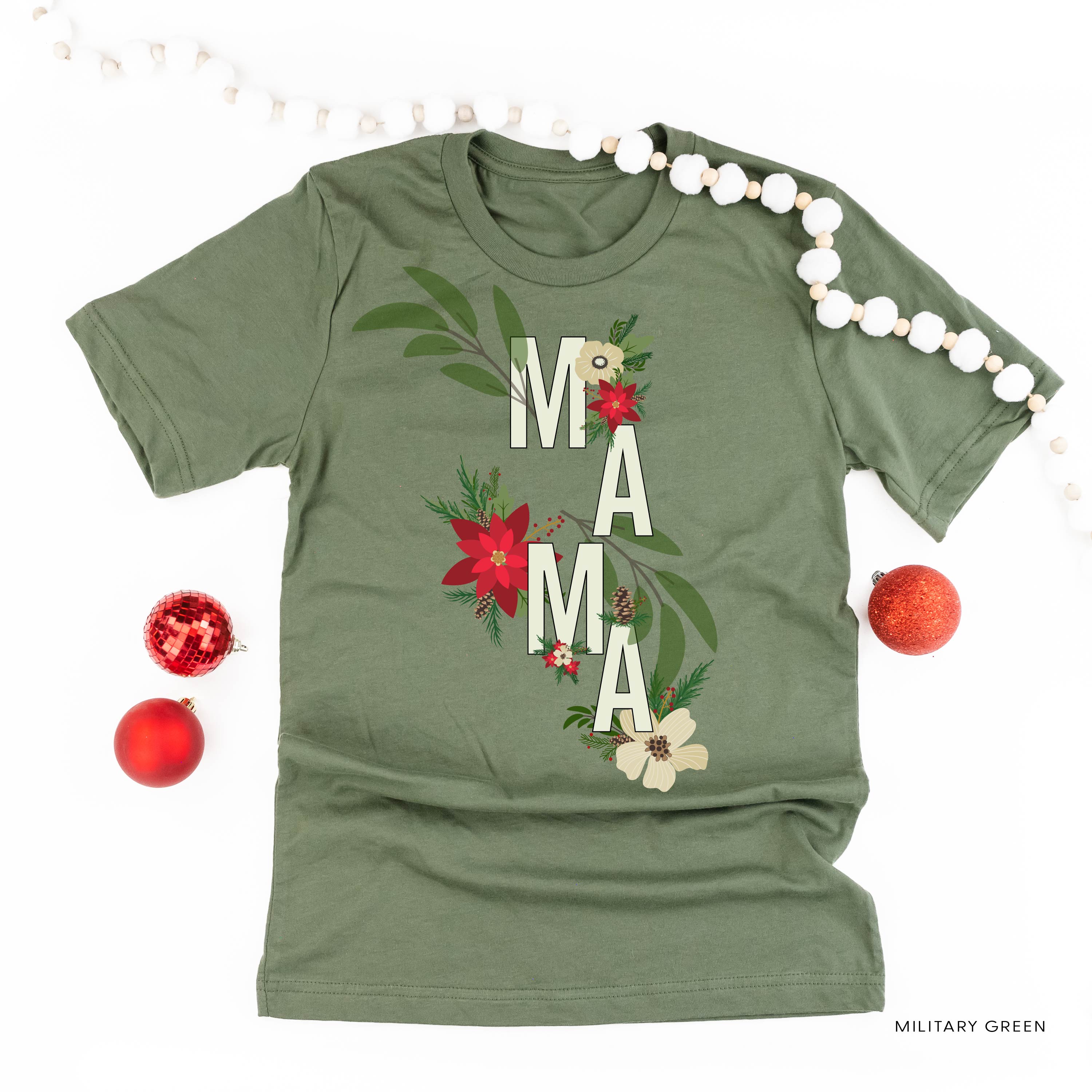 Christmas Floral Mama - Unisex Tee Little Mama Shirt Shop