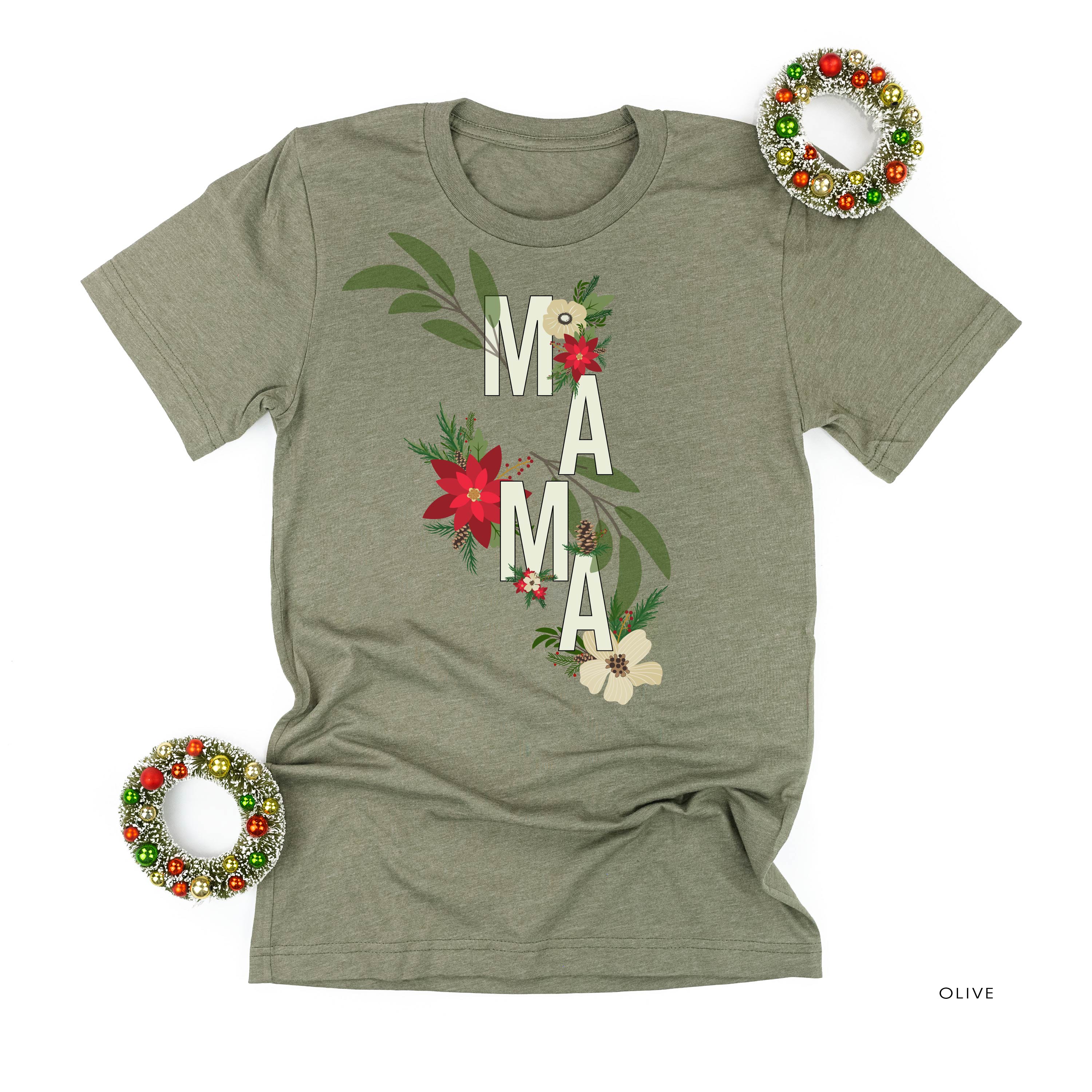 Christmas Floral Mama - Unisex Tee Little Mama Shirt Shop