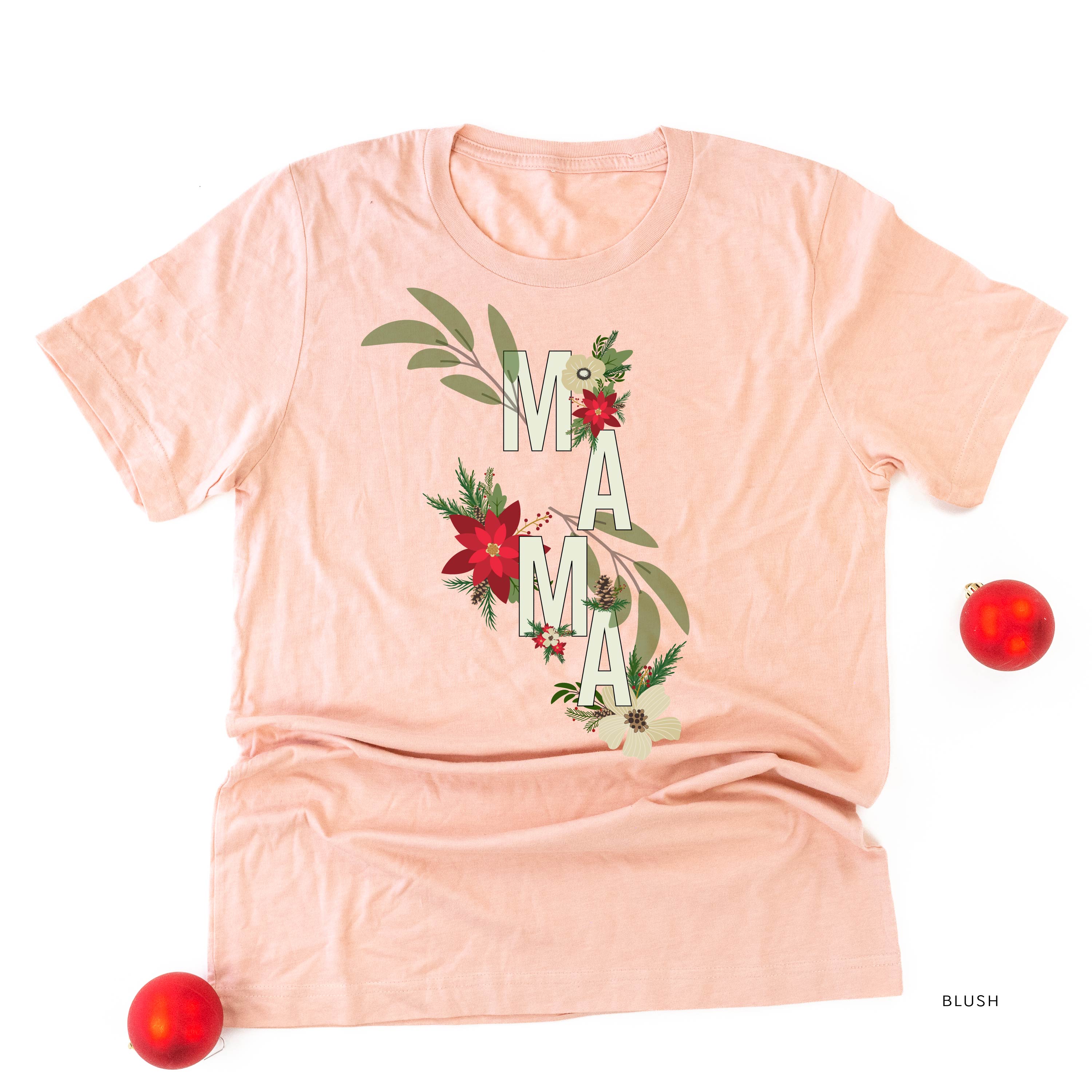 Christmas Floral Mama - Unisex Tee Little Mama Shirt Shop