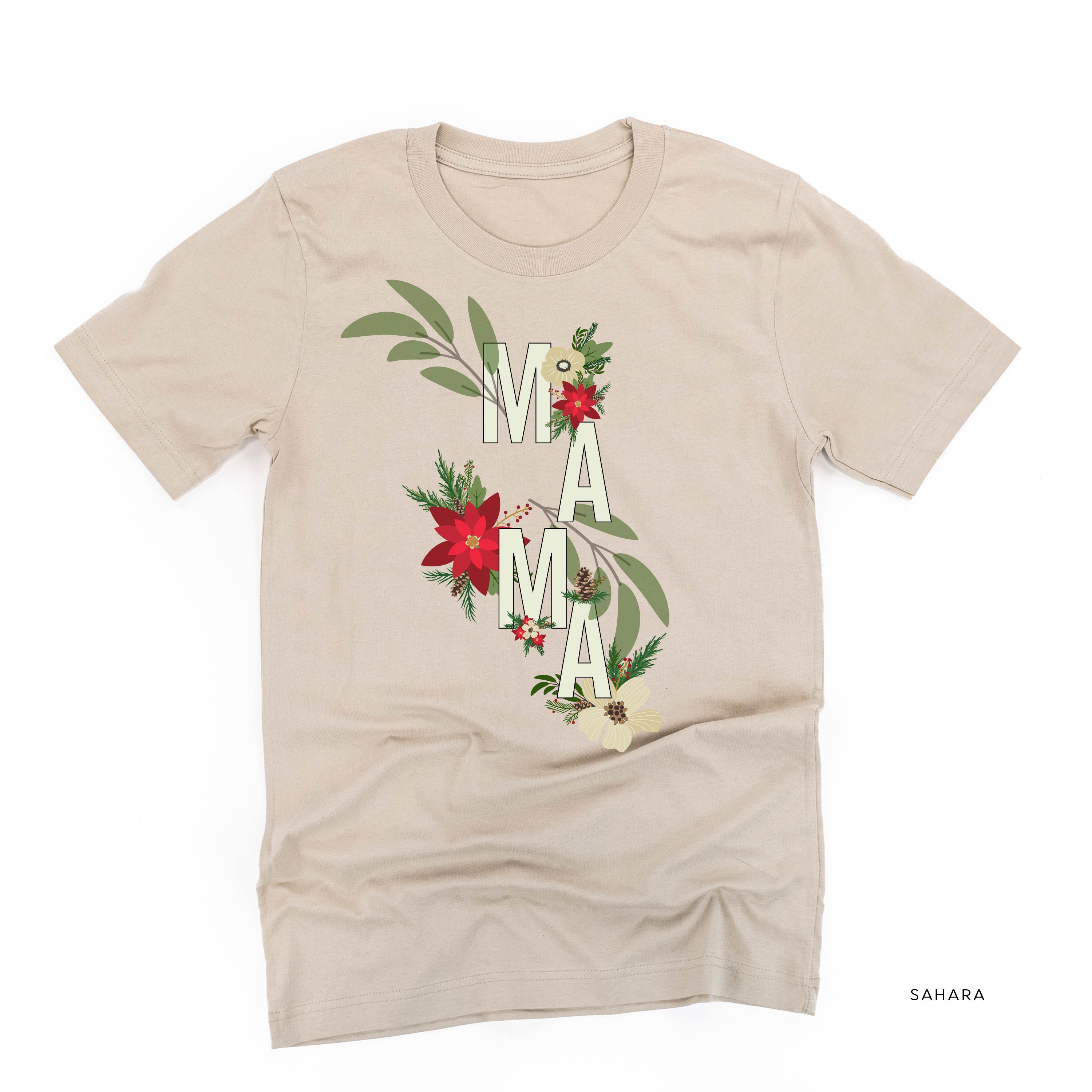 Christmas Floral Mama - Unisex Tee Little Mama Shirt Shop
