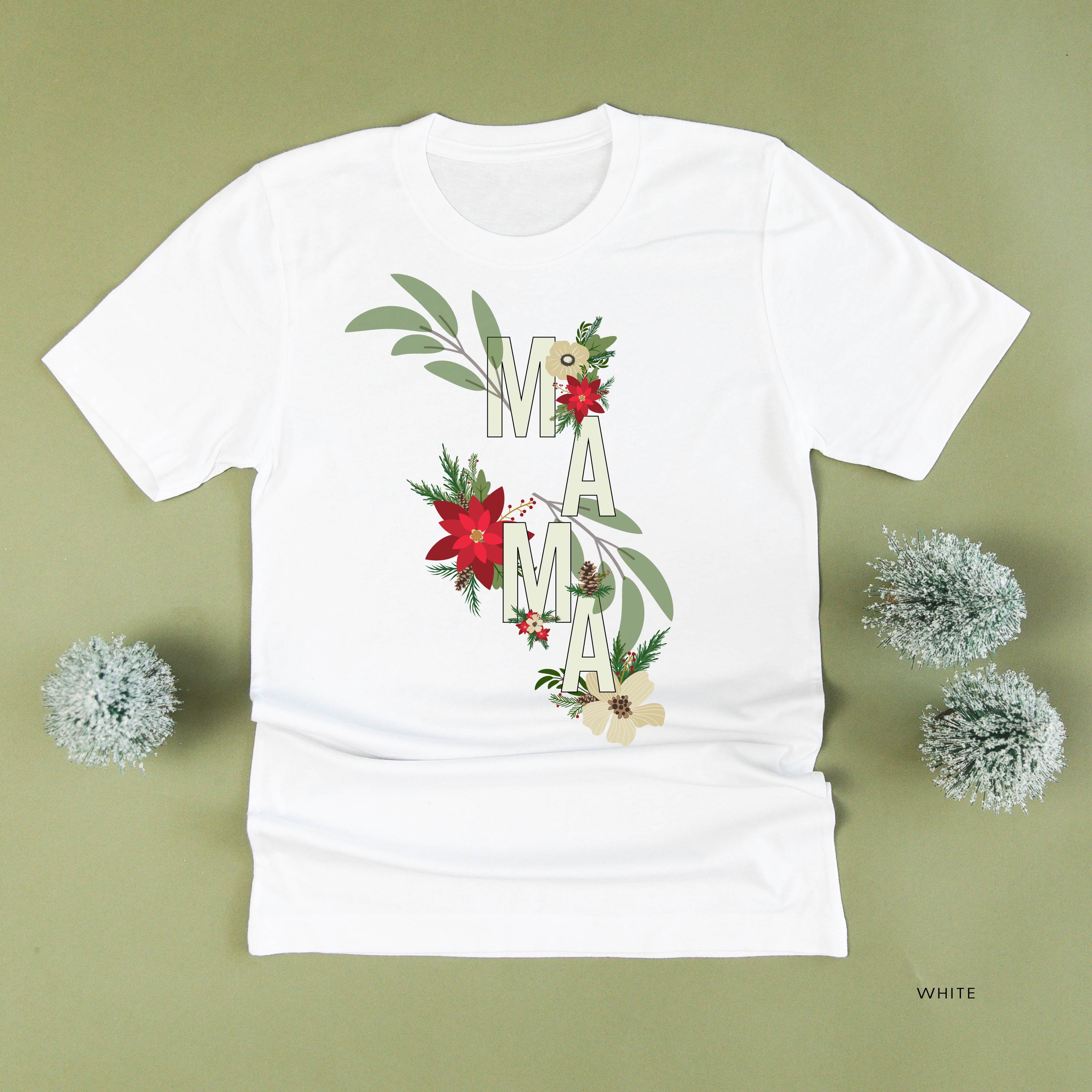 Christmas Floral Mama - Unisex Tee Little Mama Shirt Shop