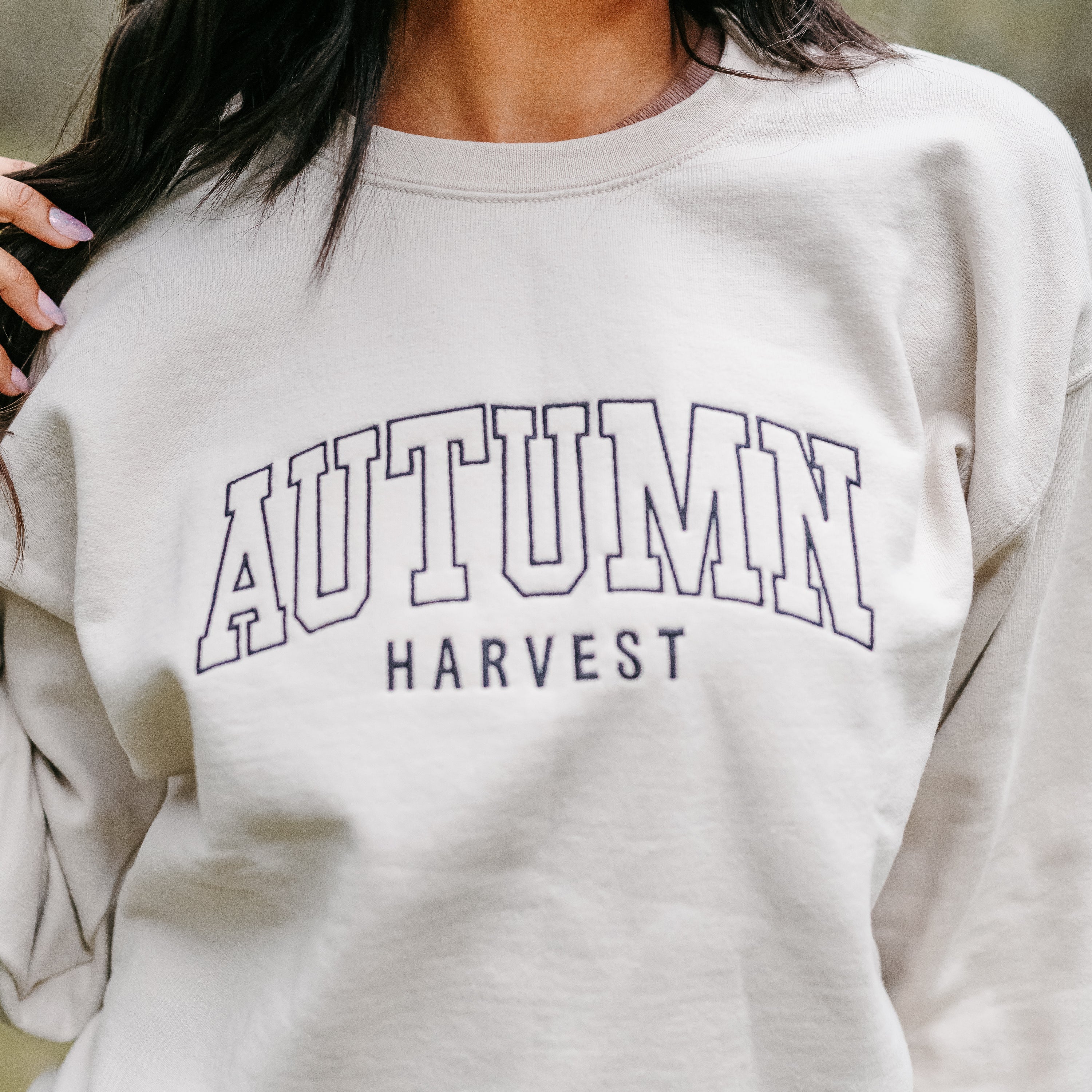 Embroidered Basic Fleece Crewneck - Autumn Harvest Little Mama Shirt Shop LLC