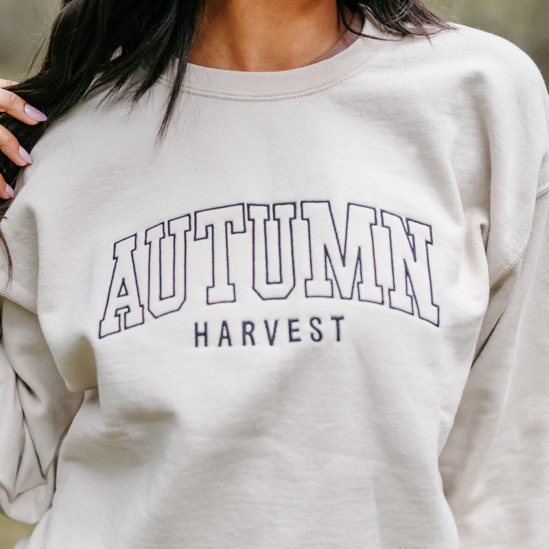 Embroidered Basic Fleece Crewneck - Autumn Harvest