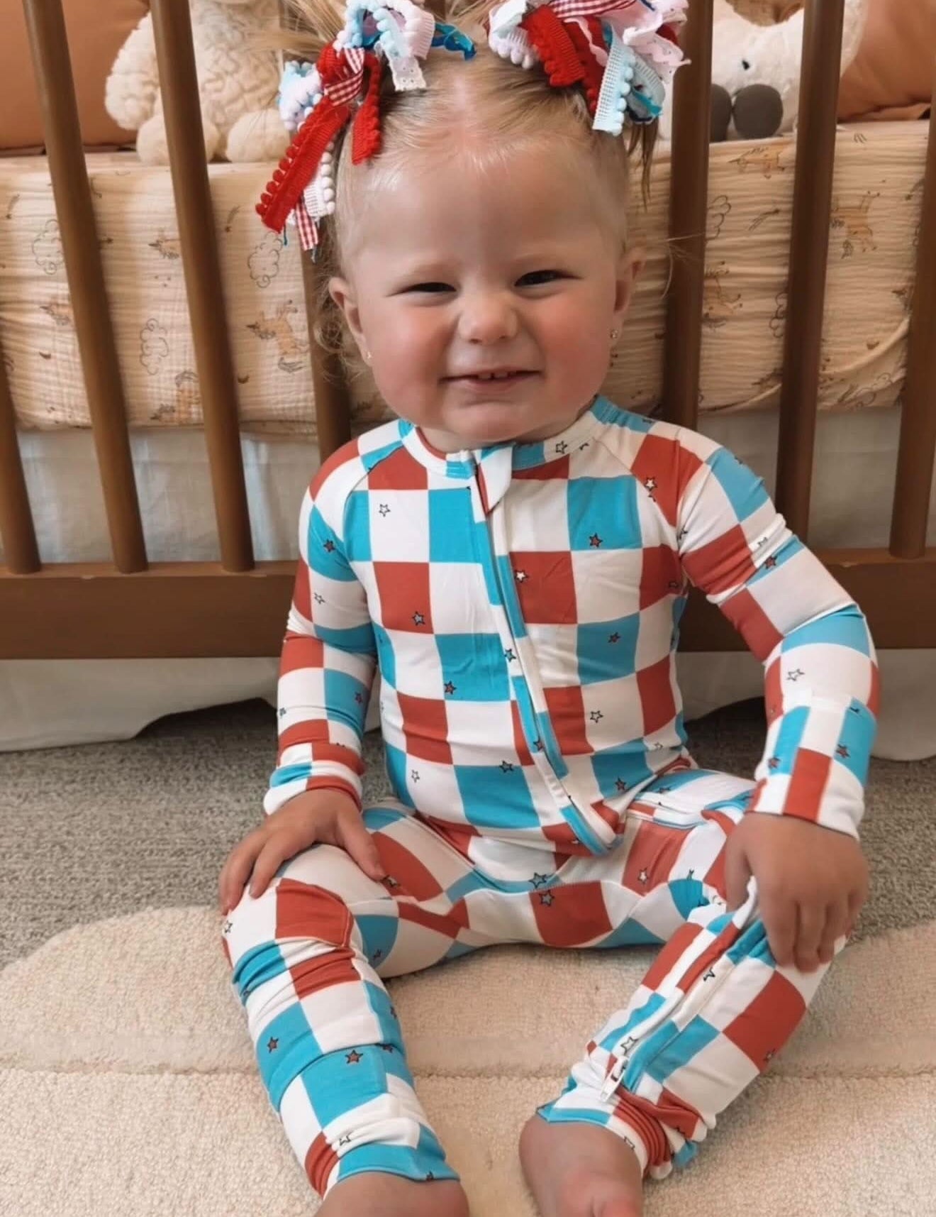 LMSS Exclusive - Patriotic Bamboo Pajamas - Vintage Checkers Little Mama Shirt Shop LLC