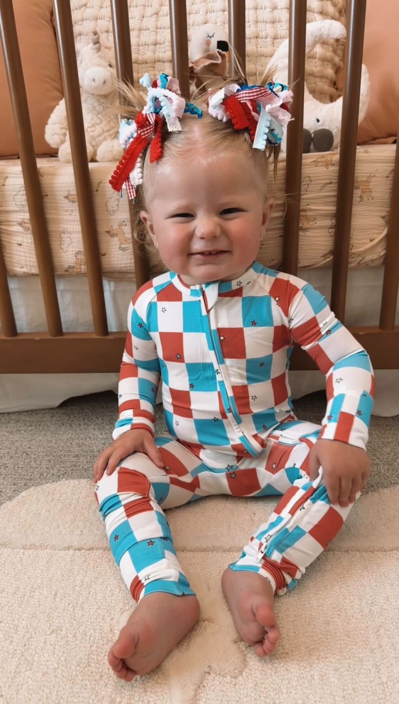 LMSS Exclusive - Patriotic Bamboo Pajamas - Vintage Checkers Little Mama Shirt Shop LLC
