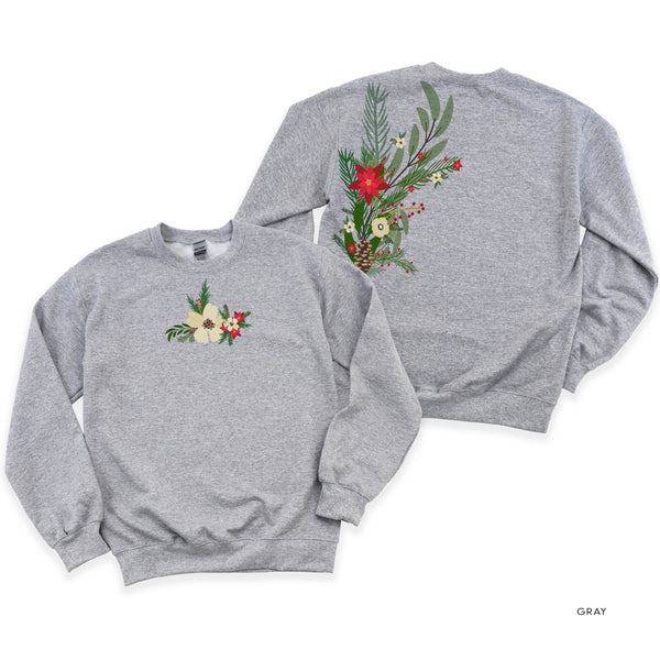 Poinsettia & Winter Flower Cascade (centered & b) - BASIC Fleece