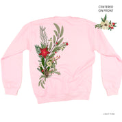 Poinsettia & Winter Flower Cascade (centered & b) - BASIC Fleece Little Mama Shirt Shop LLC
