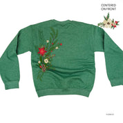 Poinsettia & Winter Flower Cascade (centered & b) - BASIC Fleece Little Mama Shirt Shop LLC