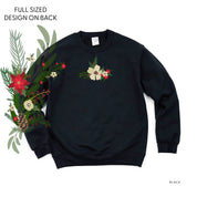 Poinsettia & Winter Flower Cascade (centered & b) - BASIC Fleece Little Mama Shirt Shop LLC