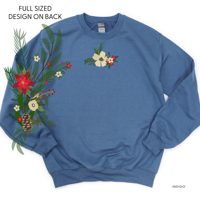 Poinsettia & Winter Flower Cascade (centered & b) - BASIC Fleece