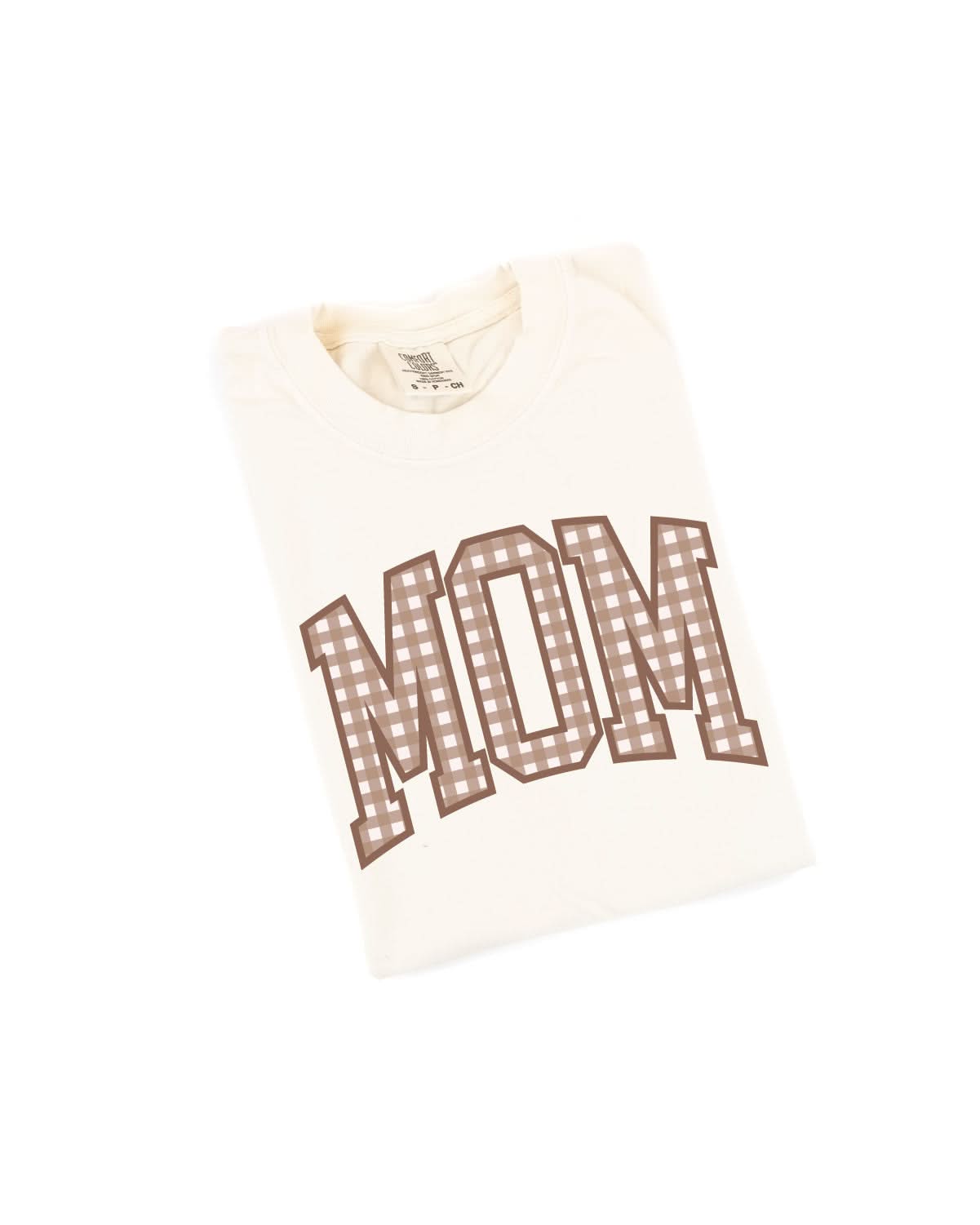 Choose Your Mom Name - Brown Gingham Print - Comfort Colors Tee Little Mama Shirt Shop LLC