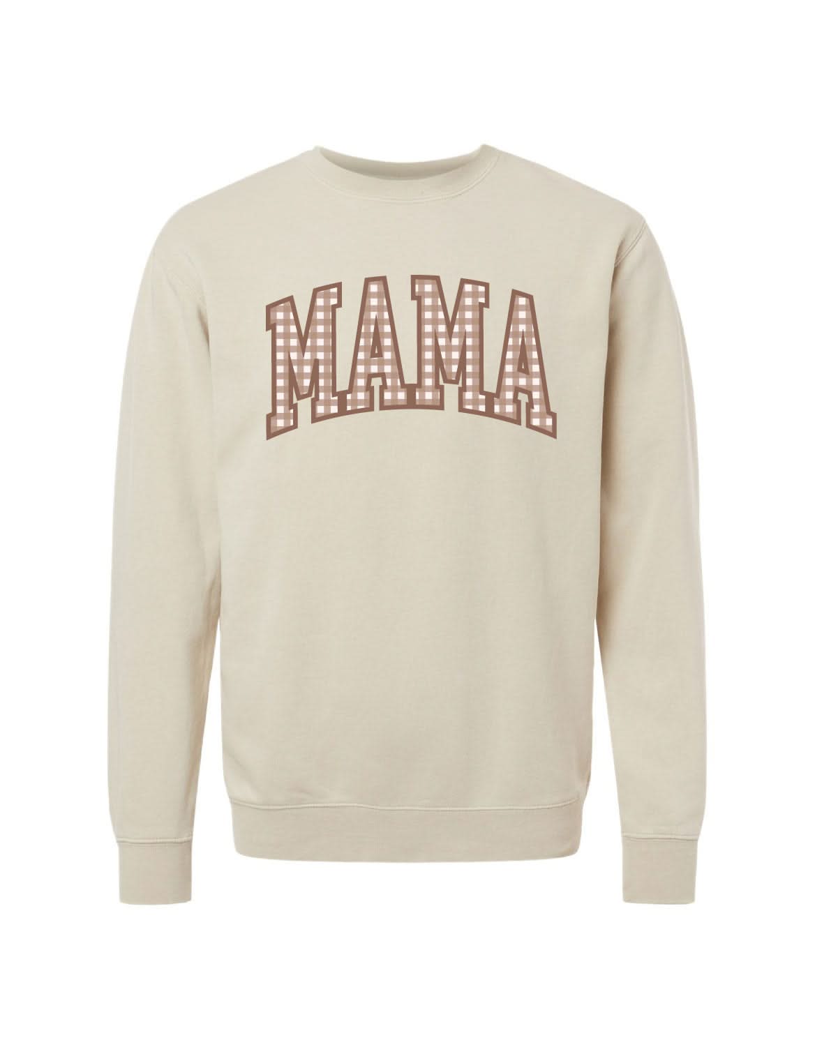 Choose Your Mom Name - Brown Gingham Print - Pigment Crewneck Sweatshirt | Little Mama Shirt Shop Little Mama Shirt Shop LLC