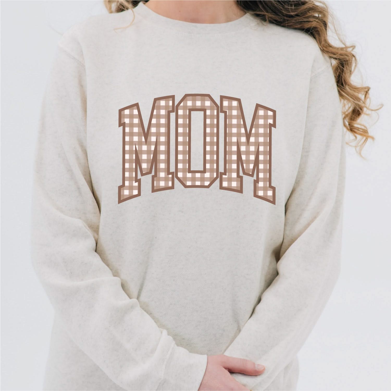 MOM / MAMA / MOTHER + MINI Brown Gingham Matching Natural Heather Elevated Fleece Set – Match with Mom | Little Mama Shirt Shop Little Mama Shirt Shop LLC