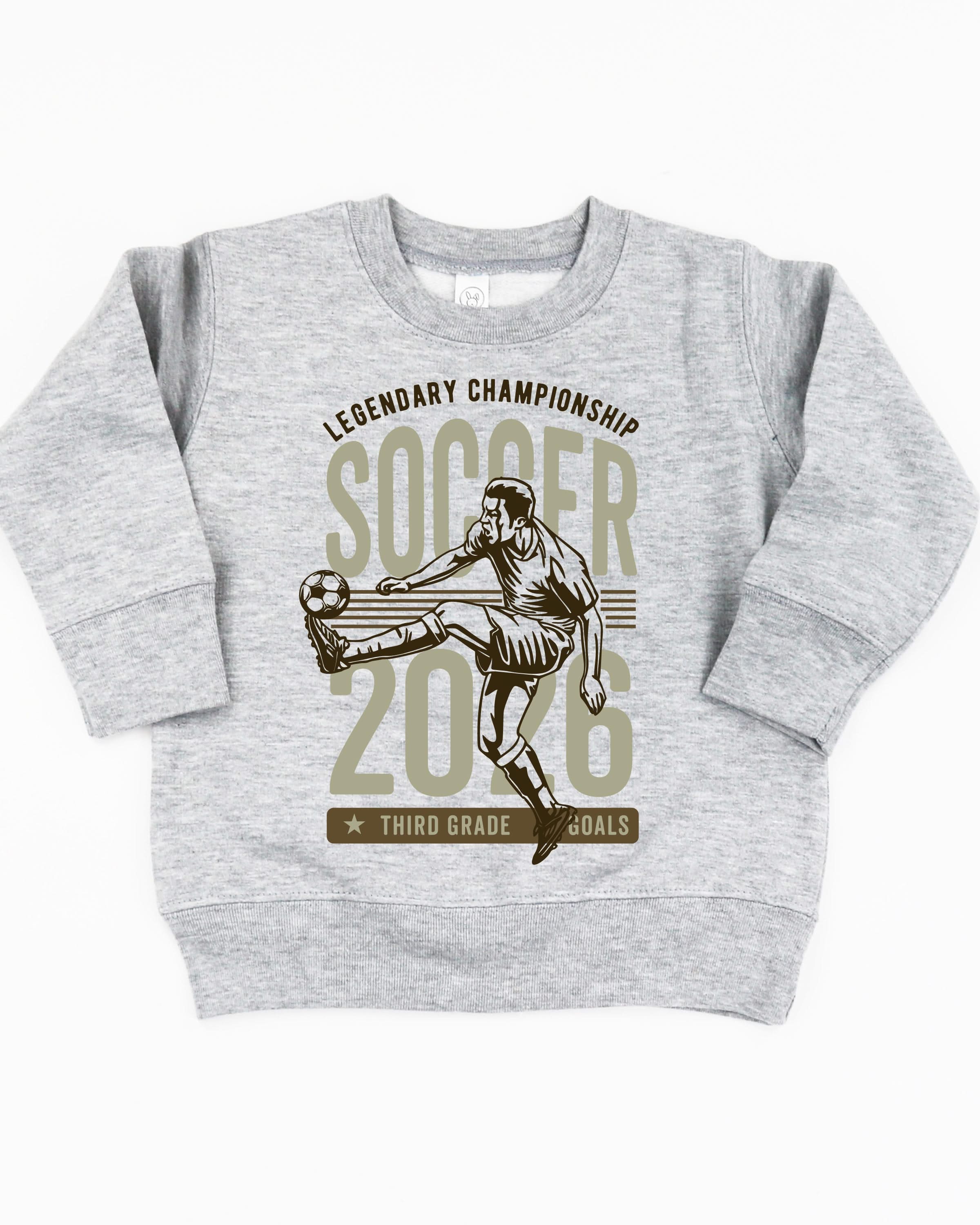 Legendary Soccer (Choose Your Grade) - Gray Child Sweater Little Mama Shirt Shop