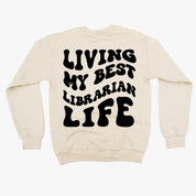 Living My Best Librarian Life - Melty Smiley (pf & b) - BASIC Fleece Little Mama Shirt Shop LLC