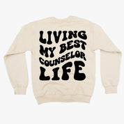 Living My Best Counselor Life - Melty Smiley (pf & b) - BASIC Fleece Little Mama Shirt Shop LLC