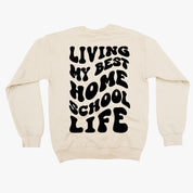 Living My Best Home School Life - Melty Smiley (pf & b) - BASIC Fleece Little Mama Shirt Shop LLC
