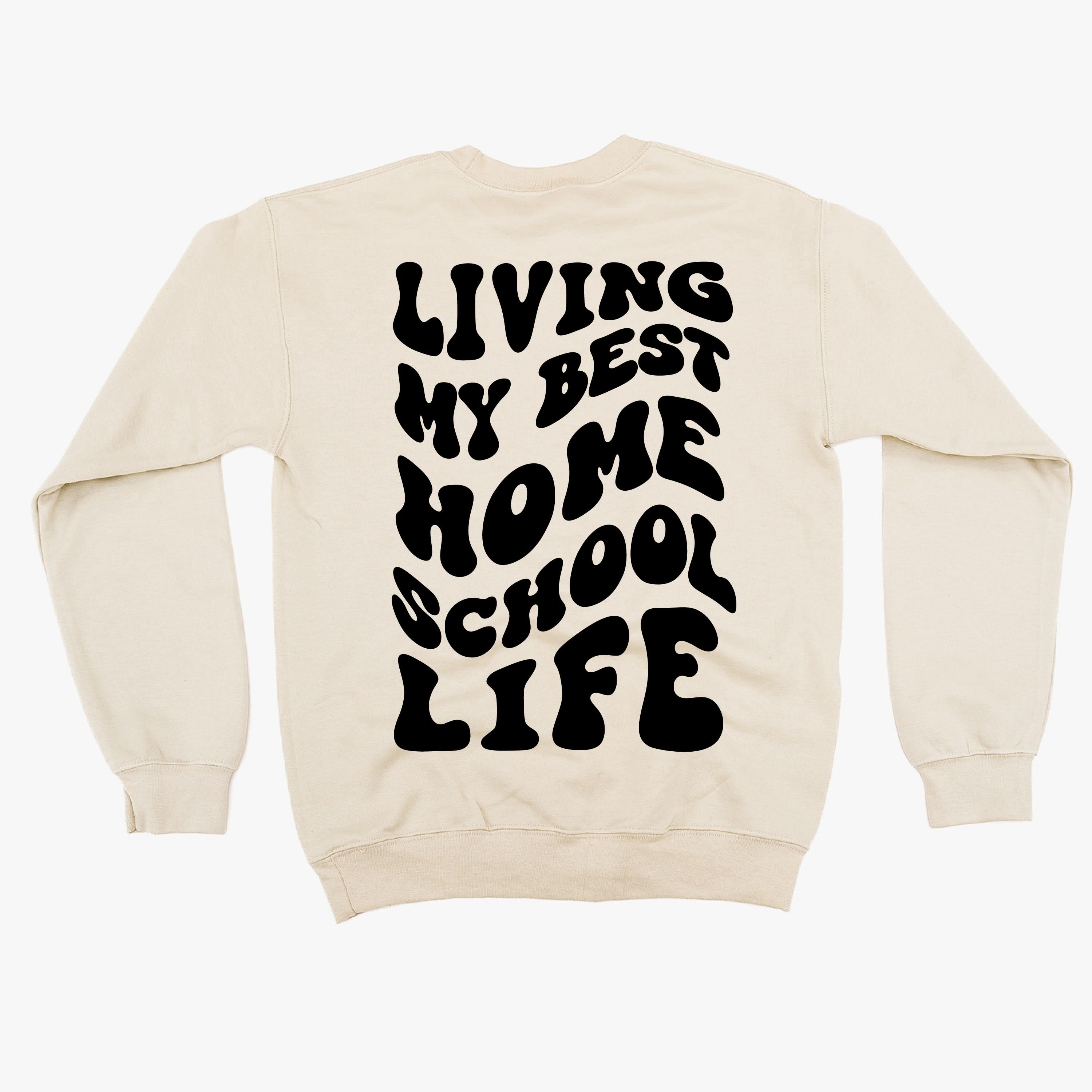Living My Best Home School Life - Melty Smiley (pf & b) - BASIC Fleece Little Mama Shirt Shop LLC