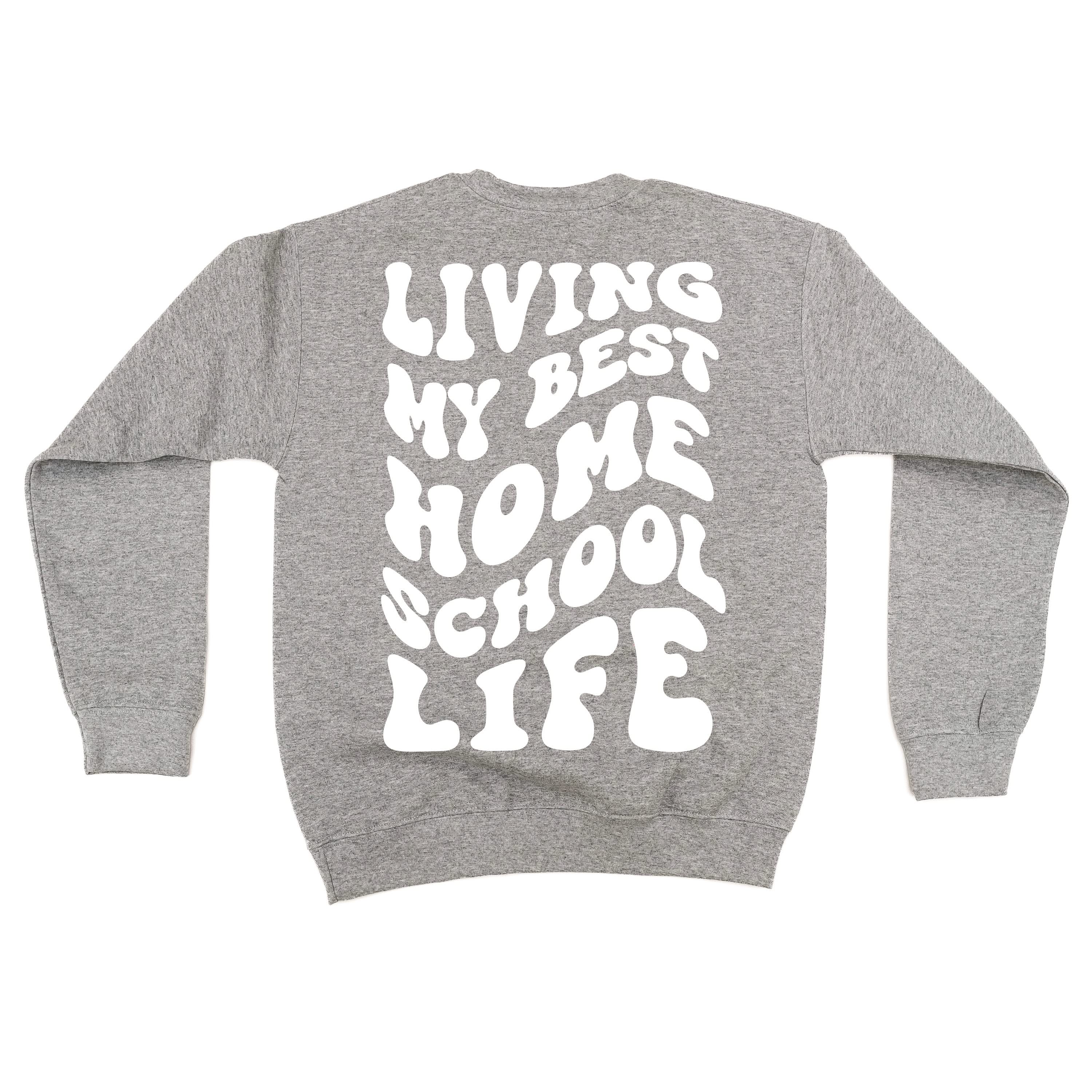 Living My Best Home School Life - Melty Smiley (pf & b) - BASIC Fleece Little Mama Shirt Shop LLC