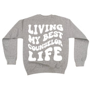 Living My Best Counselor Life - Melty Smiley (pf & b) - BASIC Fleece Little Mama Shirt Shop LLC