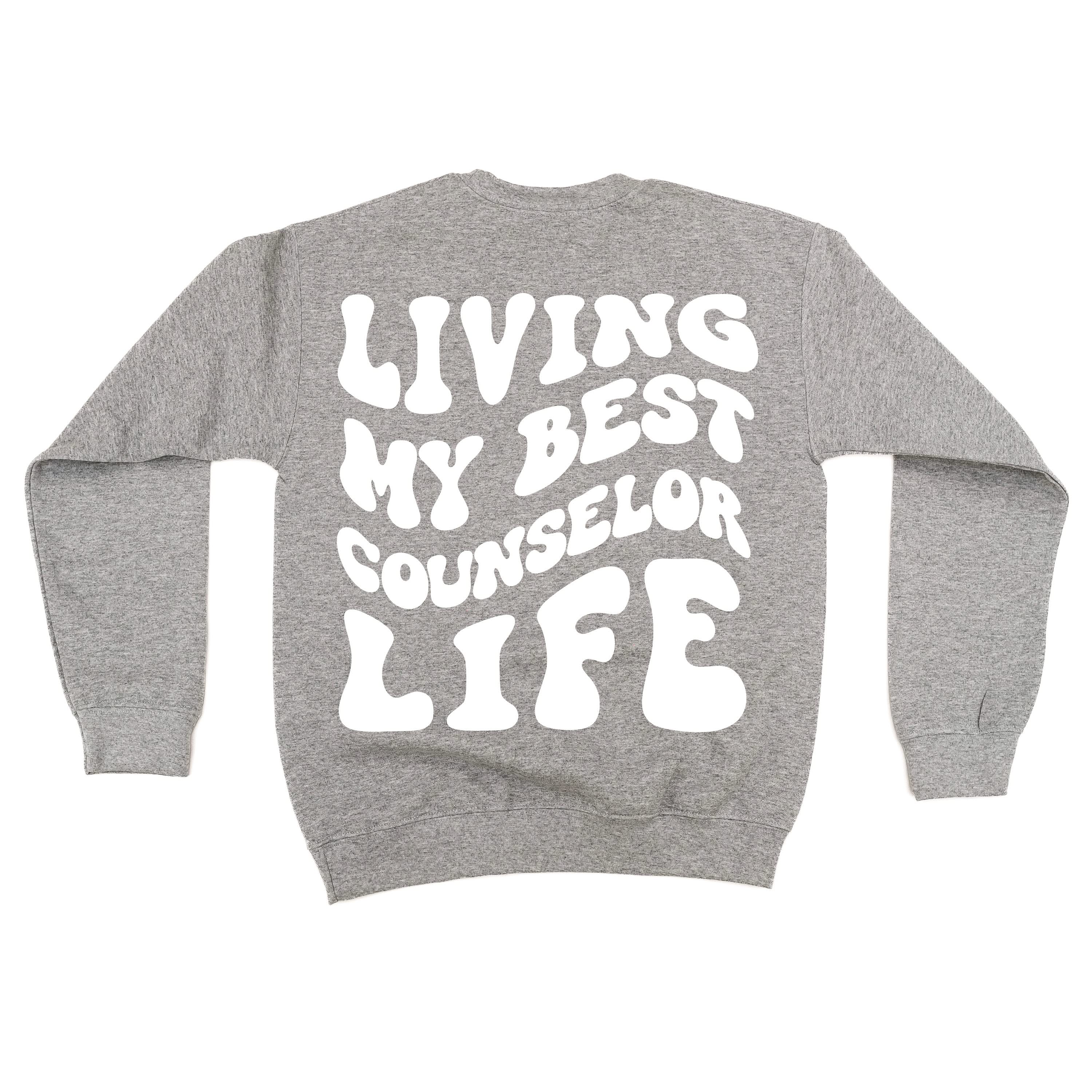 Living My Best Counselor Life - Melty Smiley (pf & b) - BASIC Fleece Little Mama Shirt Shop LLC