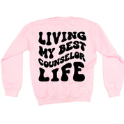 Living My Best Counselor Life - Melty Smiley (pf & b) - BASIC Fleece Little Mama Shirt Shop LLC