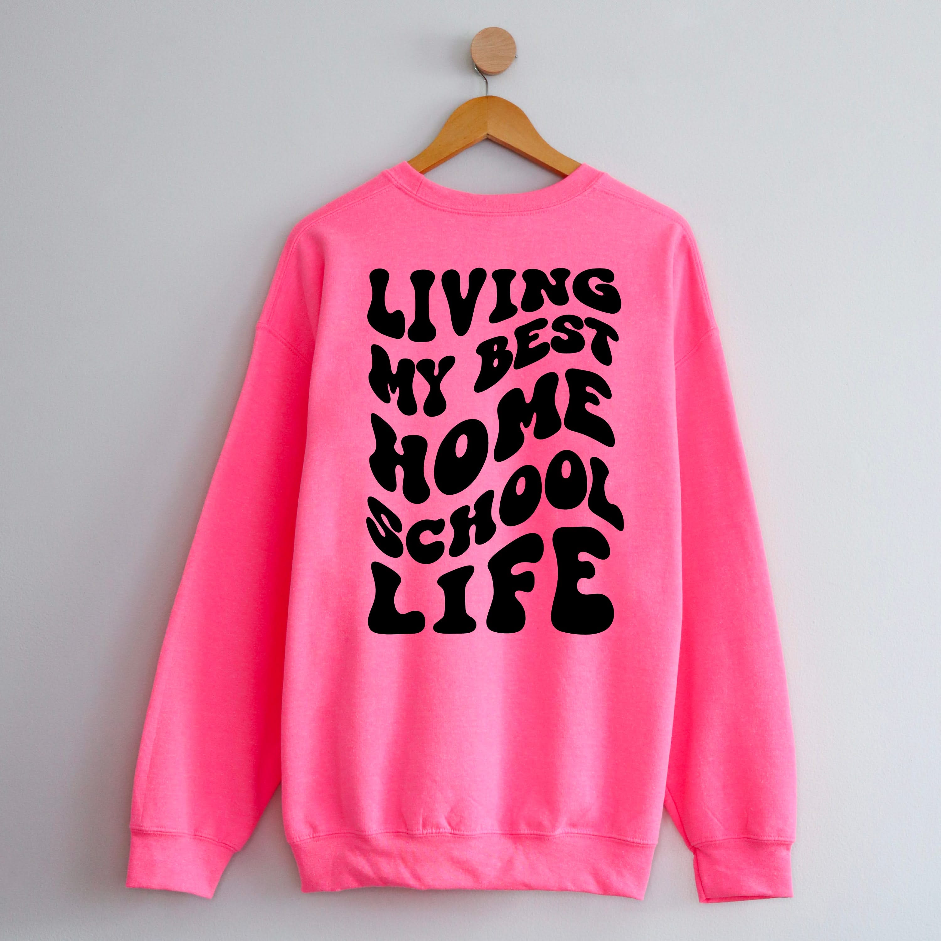 Living My Best Home School Life - Melty Smiley (pf & b) - BASIC Fleece Little Mama Shirt Shop LLC