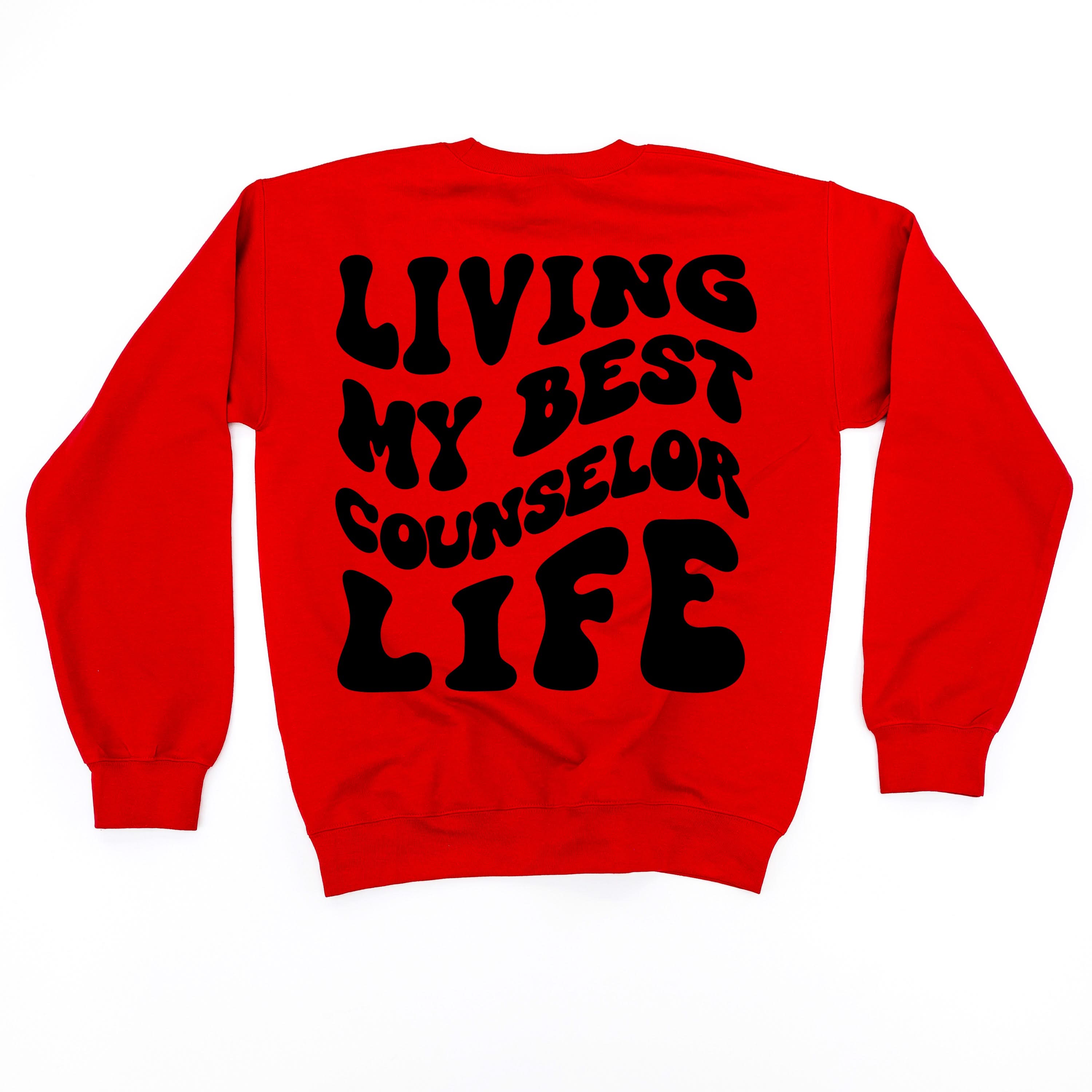 Living My Best Counselor Life - Melty Smiley (pf & b) - BASIC Fleece Little Mama Shirt Shop LLC