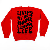 Living My Best Home School Life - Melty Smiley (pf & b) - BASIC Fleece Little Mama Shirt Shop LLC