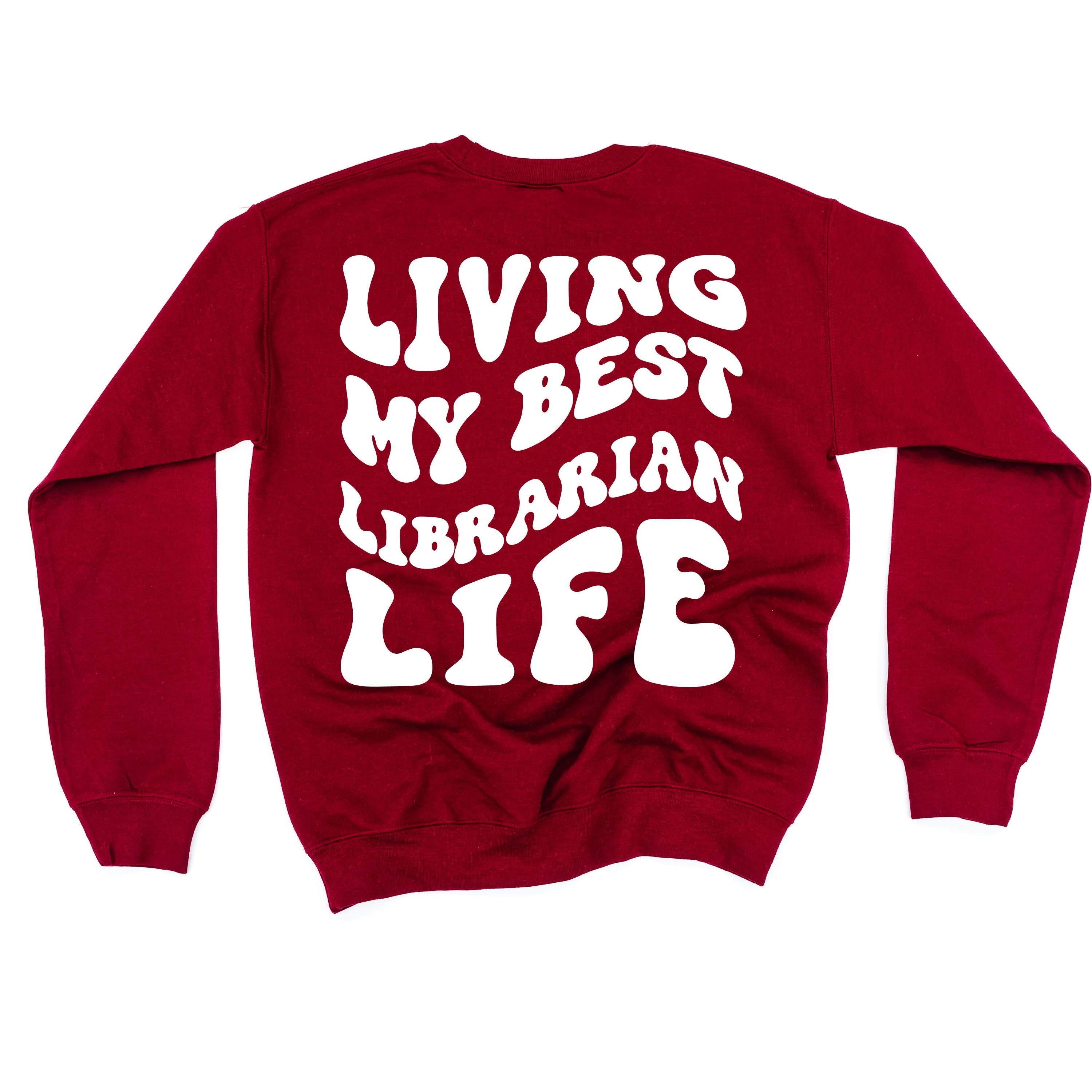 Living My Best Librarian Life - Melty Smiley (pf & b) - BASIC Fleece Little Mama Shirt Shop LLC
