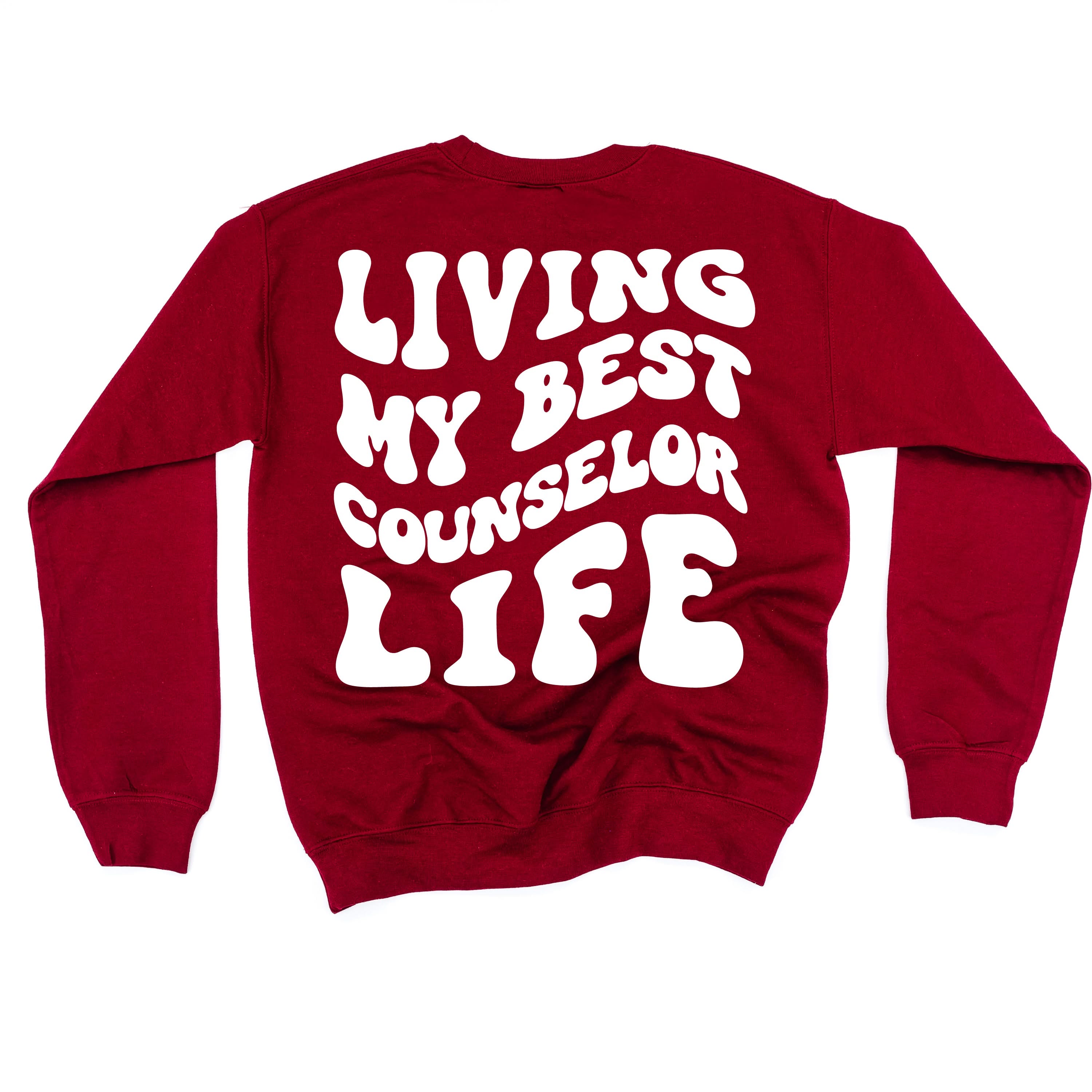 Living My Best Counselor Life - Melty Smiley (pf & b) - BASIC Fleece Little Mama Shirt Shop LLC