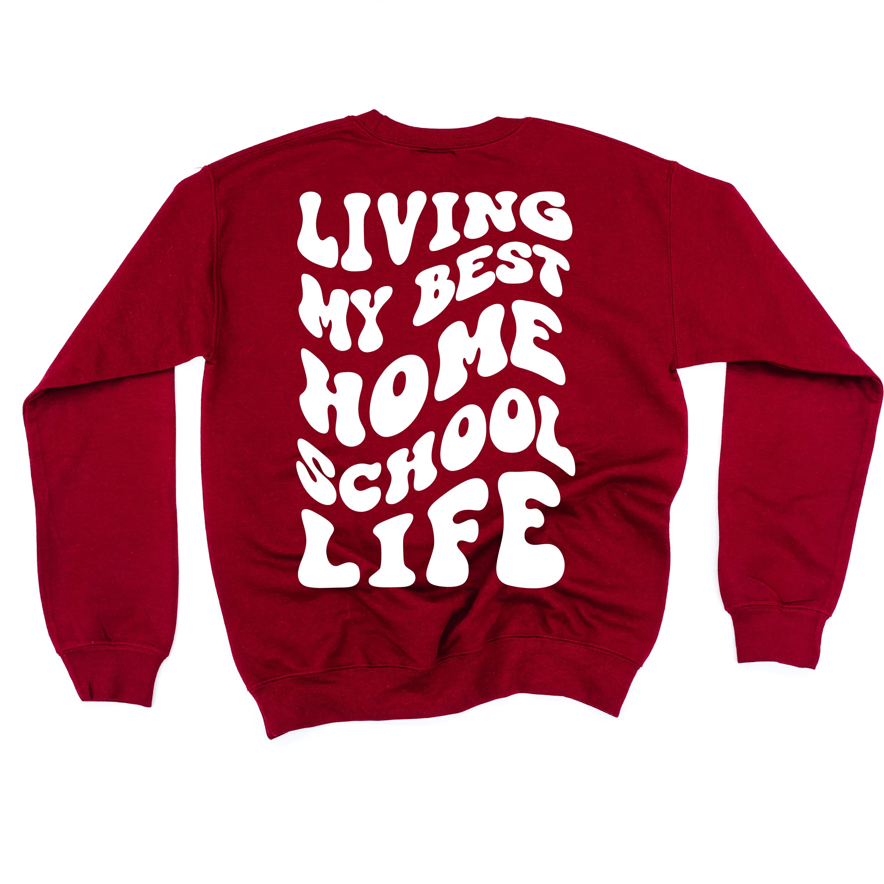 Living My Best Home School Life - Melty Smiley (pf & b) - BASIC Fleece Little Mama Shirt Shop LLC